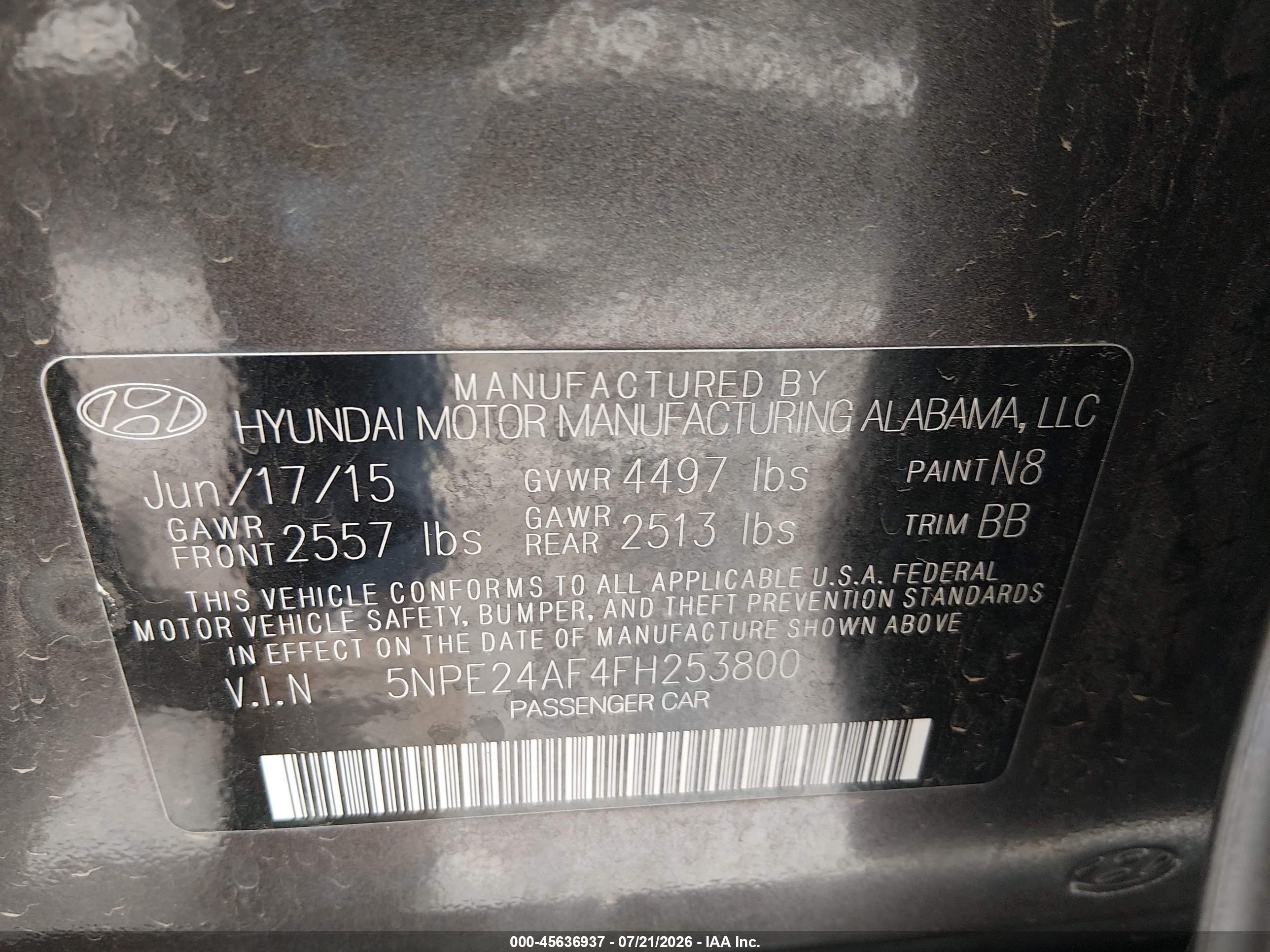 2015 Hyundai Sonata Se Серый vin: 5NPE24AF4FH253800