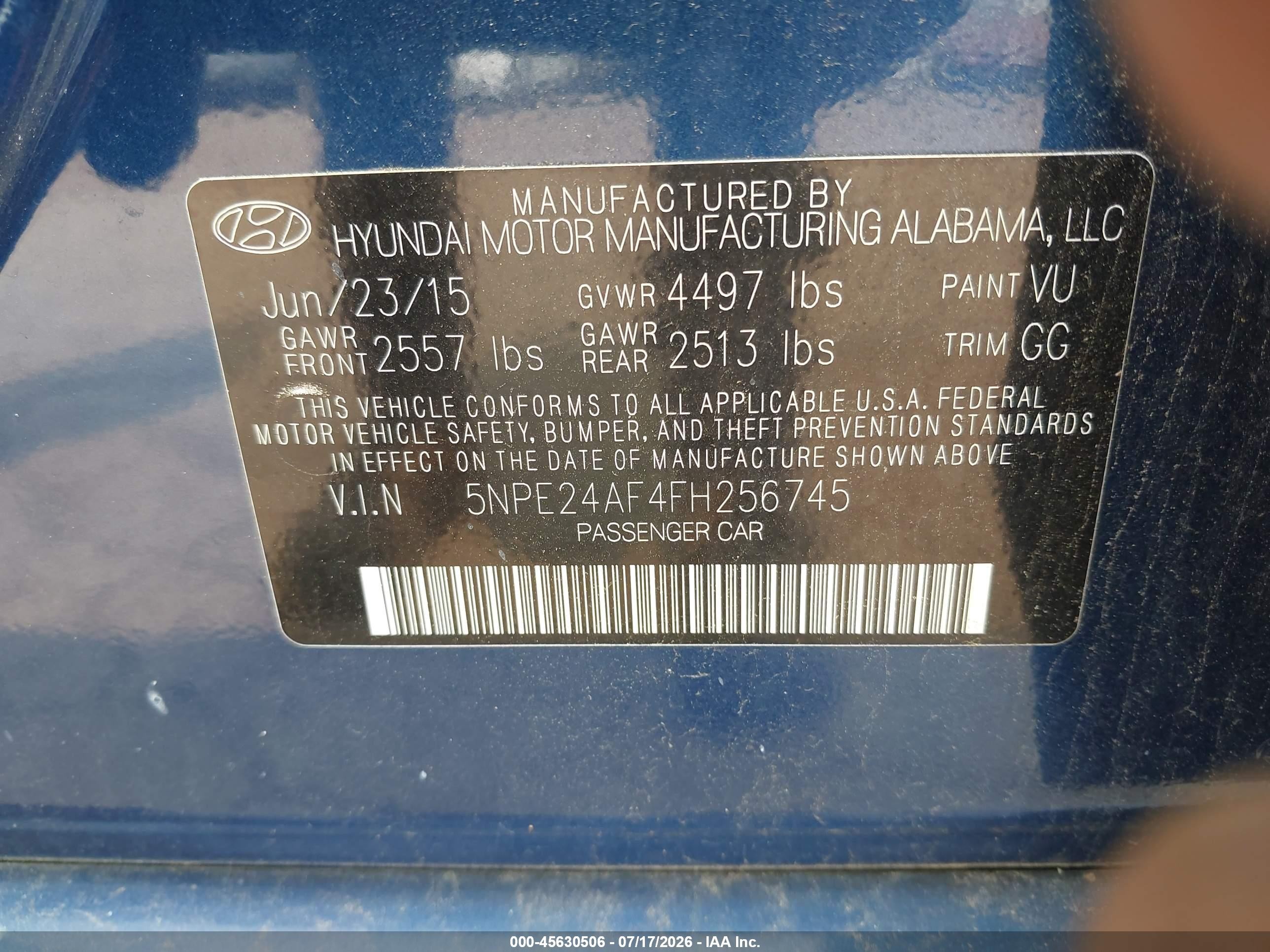 2015 Hyundai Sonata Se Синий vin: 5NPE24AF4FH256745