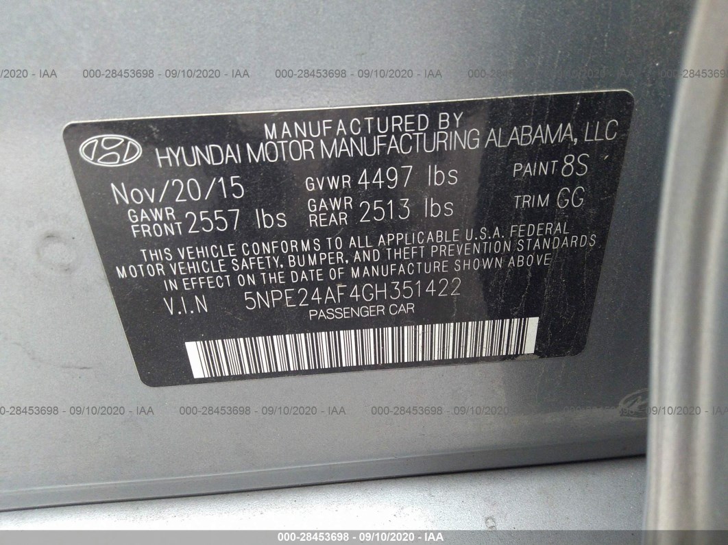 2016 Hyundai Sonata 2.4l Se Gray vin: 5NPE24AF4GH351422