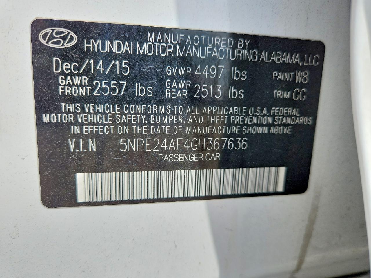 2016 Hyundai Sonata Se White vin: 5NPE24AF4GH367636