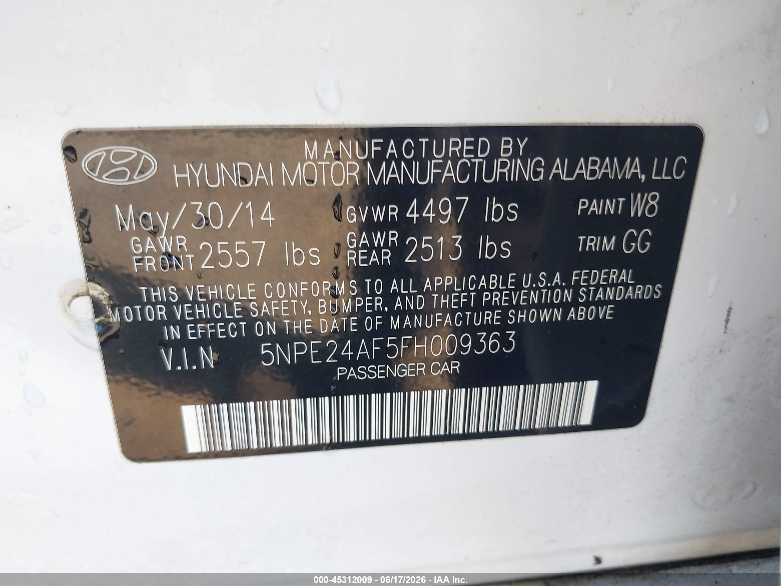 2015 Hyundai Sonata Se White vin: 5NPE24AF5FH009363