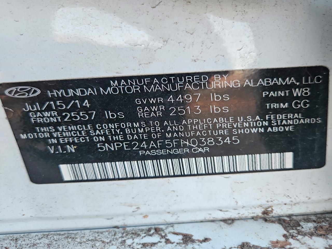 2015 Hyundai Sonata Se White vin: 5NPE24AF5FH038345