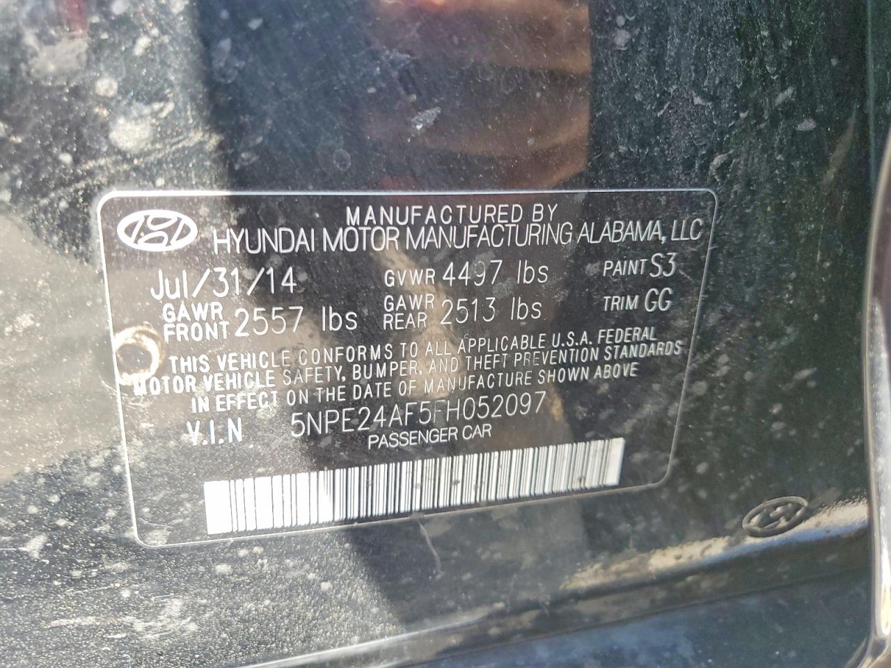 2015 Hyundai Sonata Se Black vin: 5NPE24AF5FH052097
