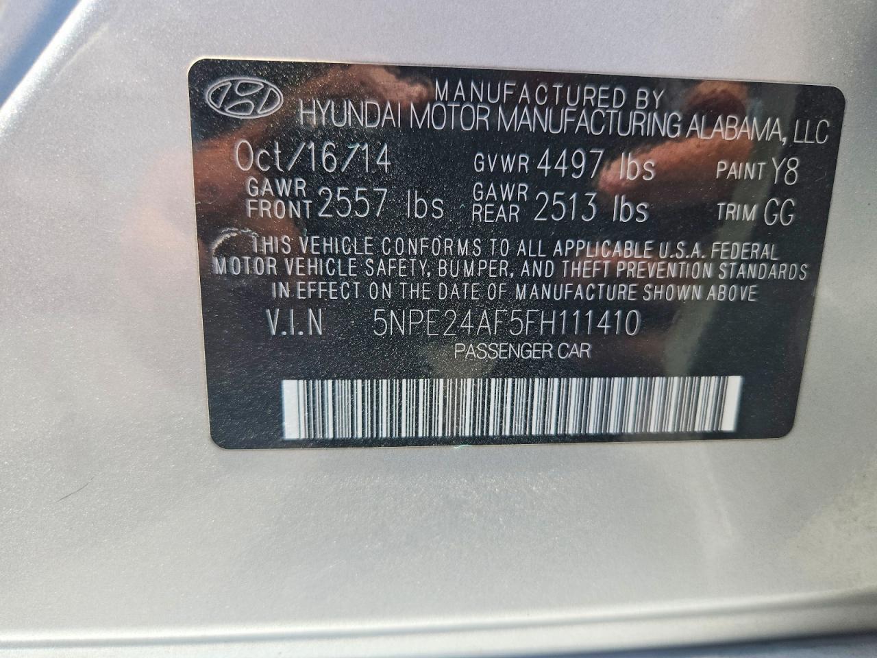 2015 Hyundai Sonata Se Silver vin: 5NPE24AF5FH111410