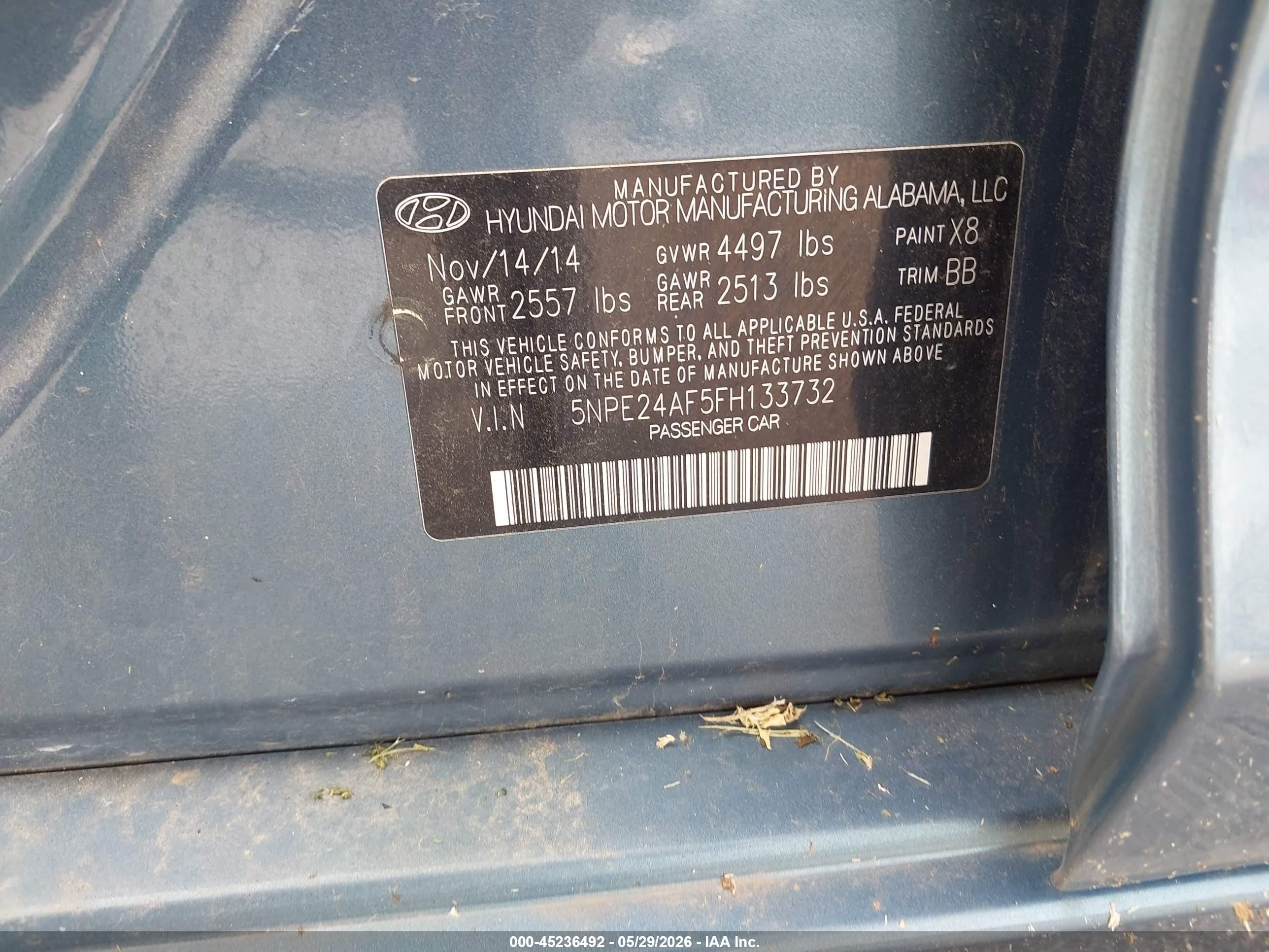 2015 Hyundai Sonata Se Blue vin: 5NPE24AF5FH133732