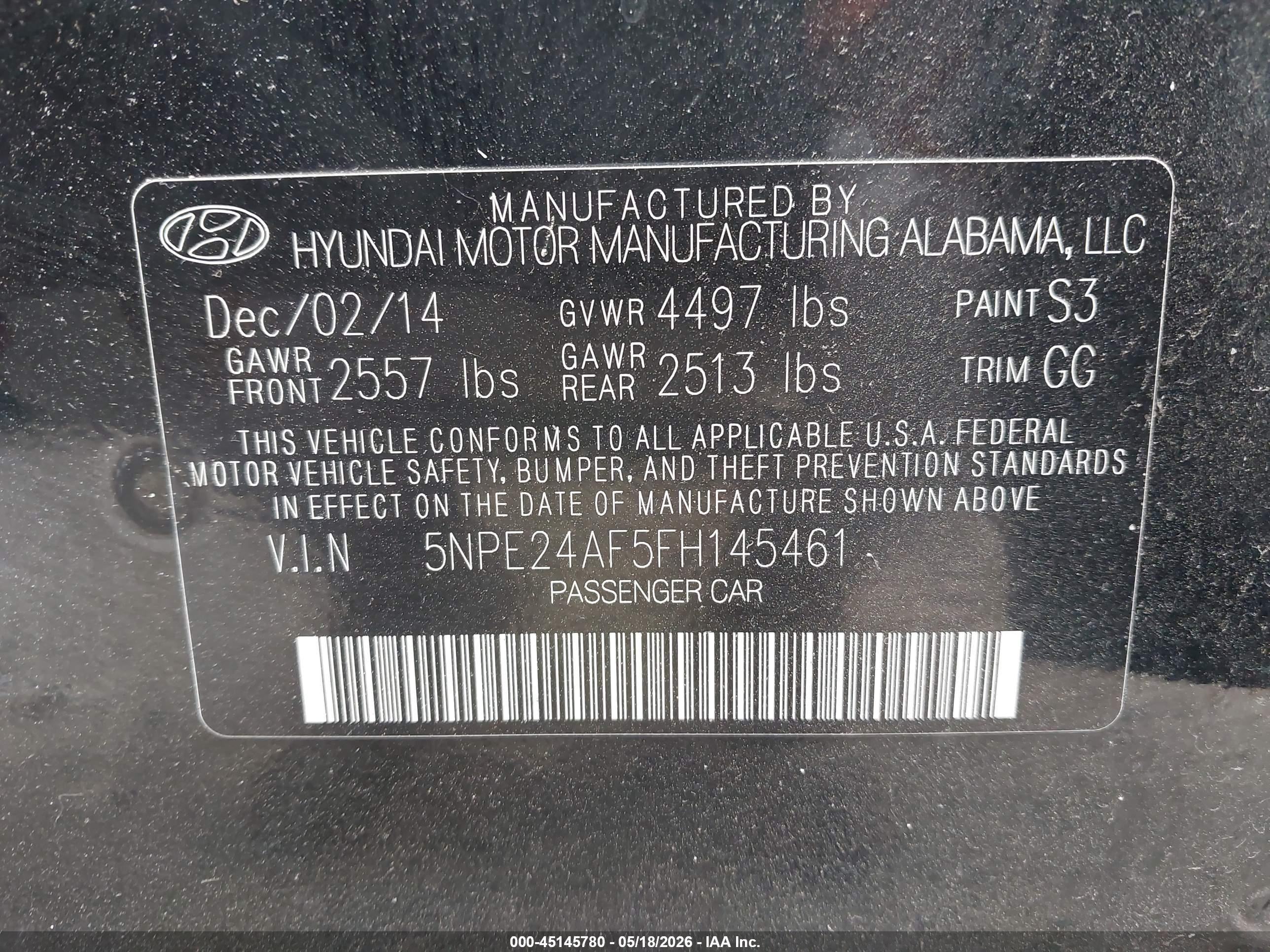 2015 Hyundai Sonata Se Black vin: 5NPE24AF5FH145461