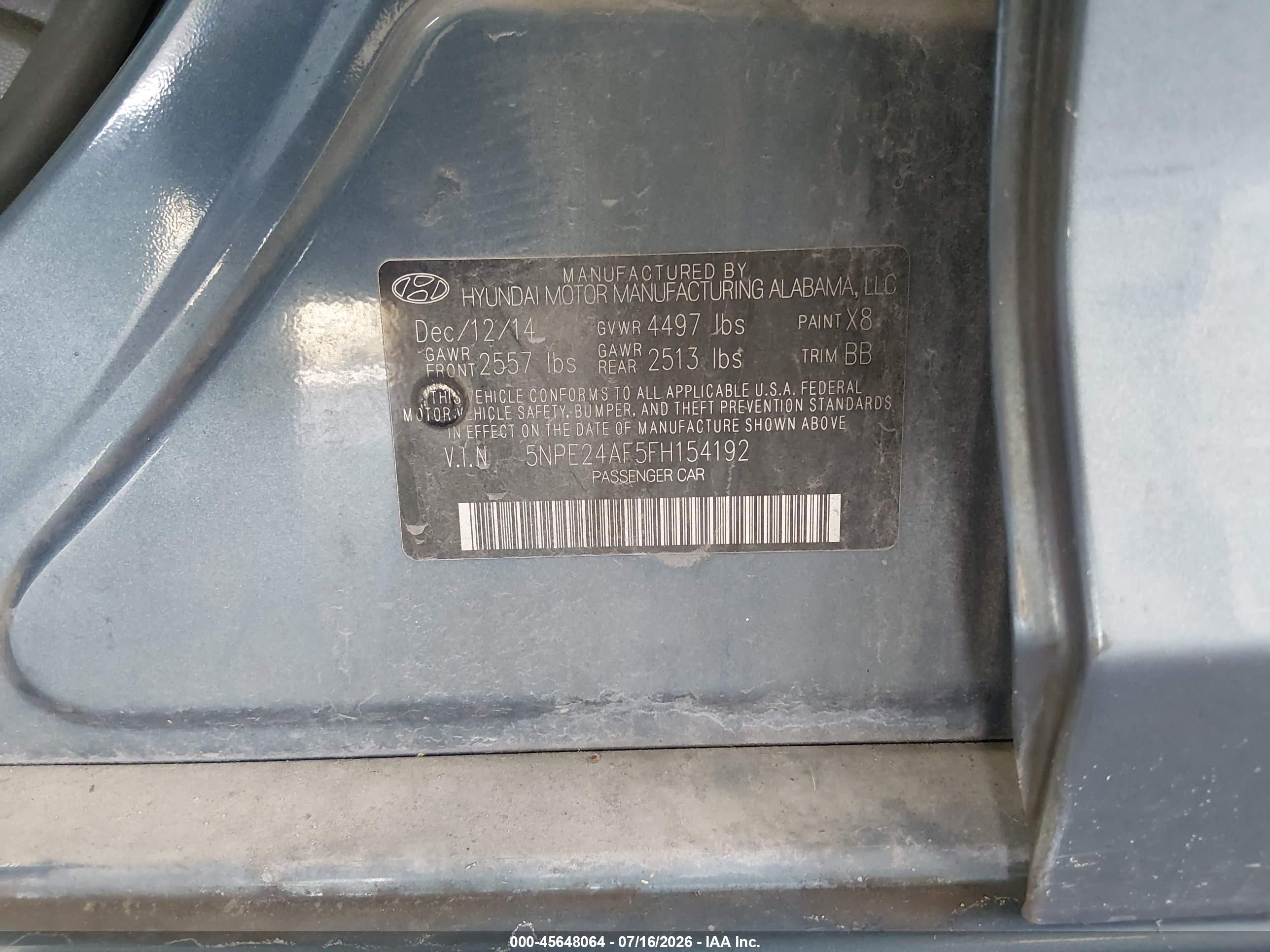 2015 Hyundai Sonata Se Blue vin: 5NPE24AF5FH154192