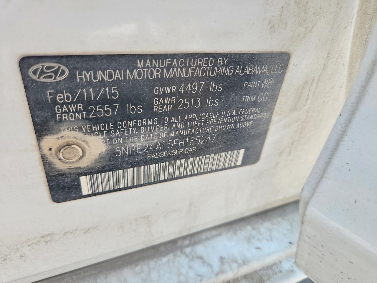 2015 Hyundai Sonata Se White vin: 5NPE24AF5FH185247