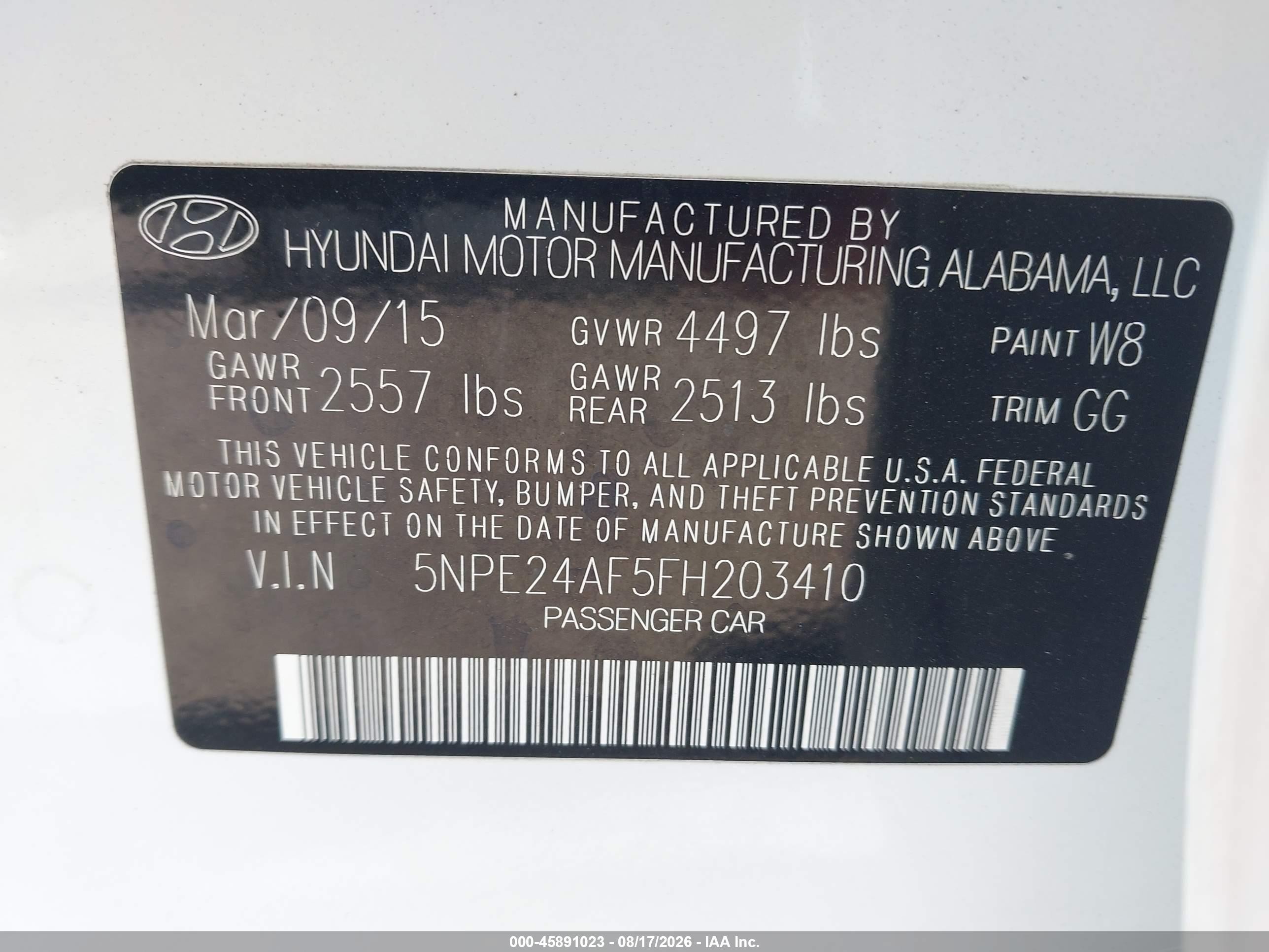2015 Hyundai Sonata Se White vin: 5NPE24AF5FH203410