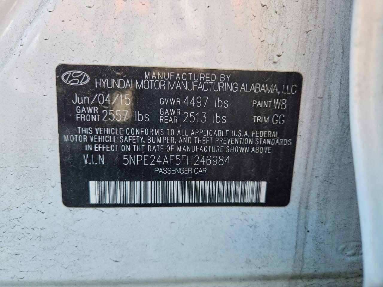 2015 Hyundai Sonata Se Белый vin: 5NPE24AF5FH246984
