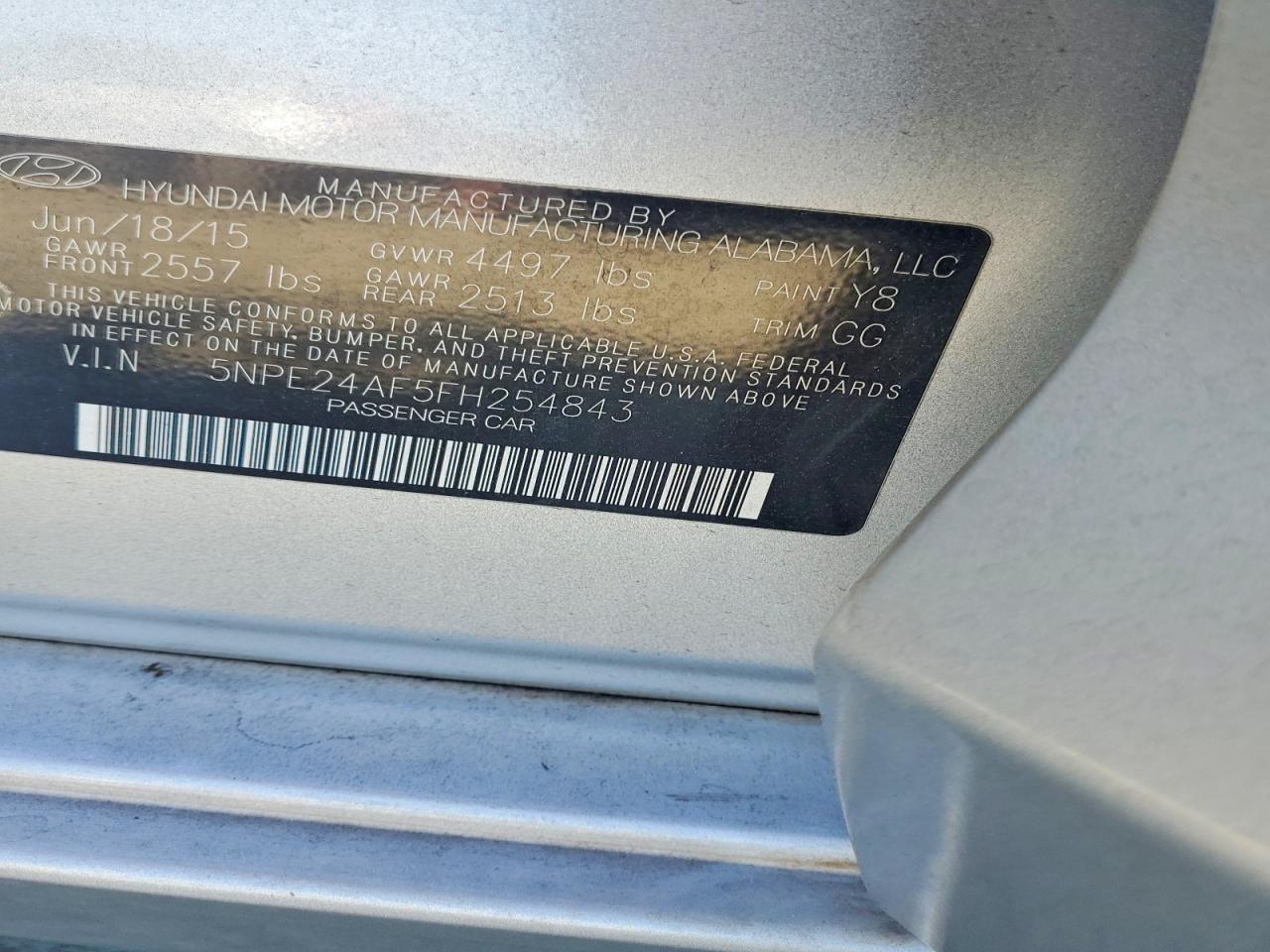 2015 Hyundai Sonata Se Silver vin: 5NPE24AF5FH254843