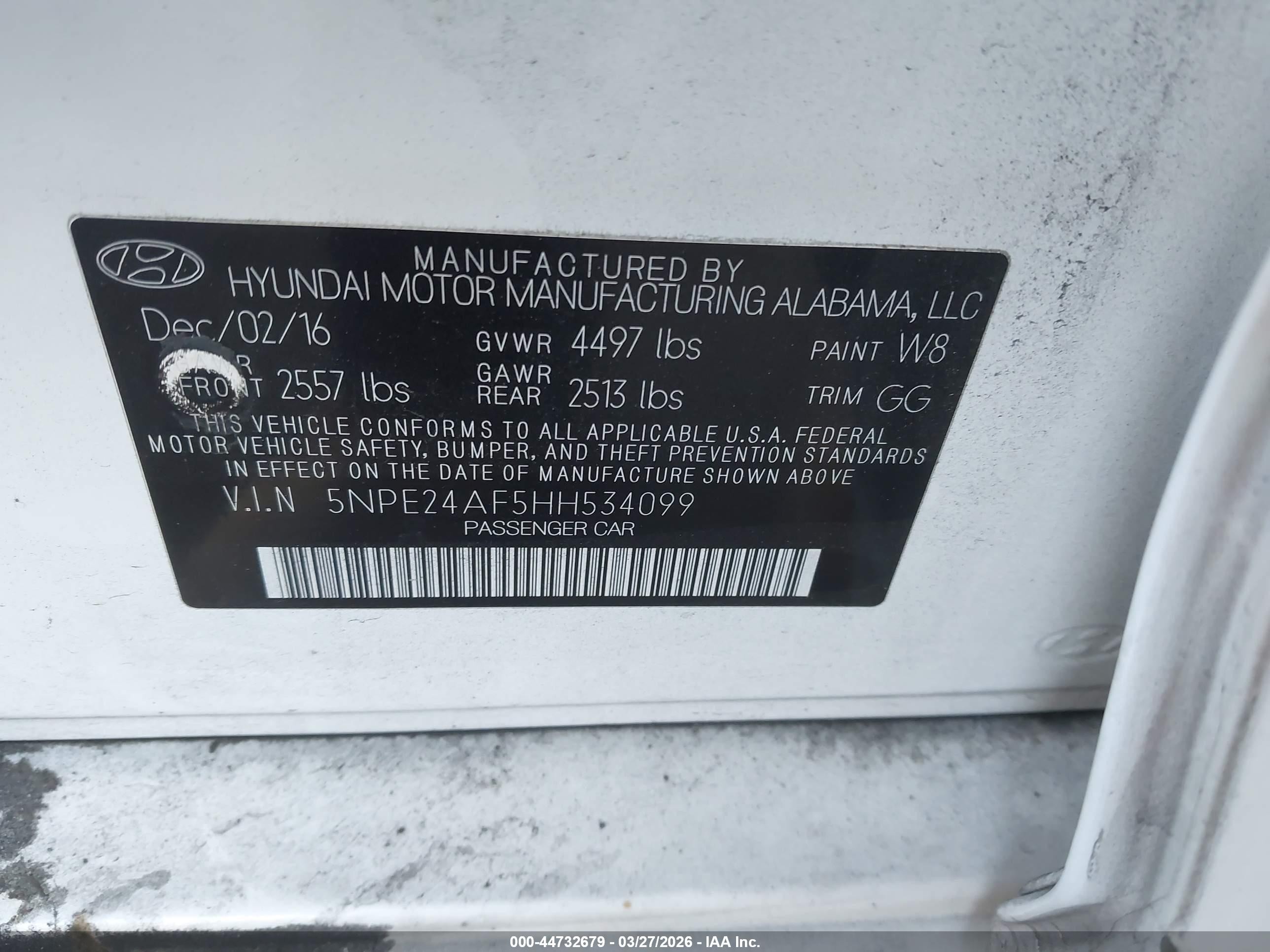 2017 Hyundai Sonata   Белый vin: 5NPE24AF5HH534099