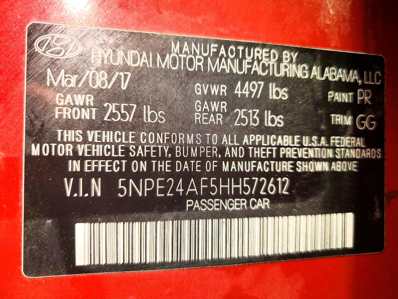 2017 Hyundai Sonata Se Red vin: 5NPE24AF5HH572612