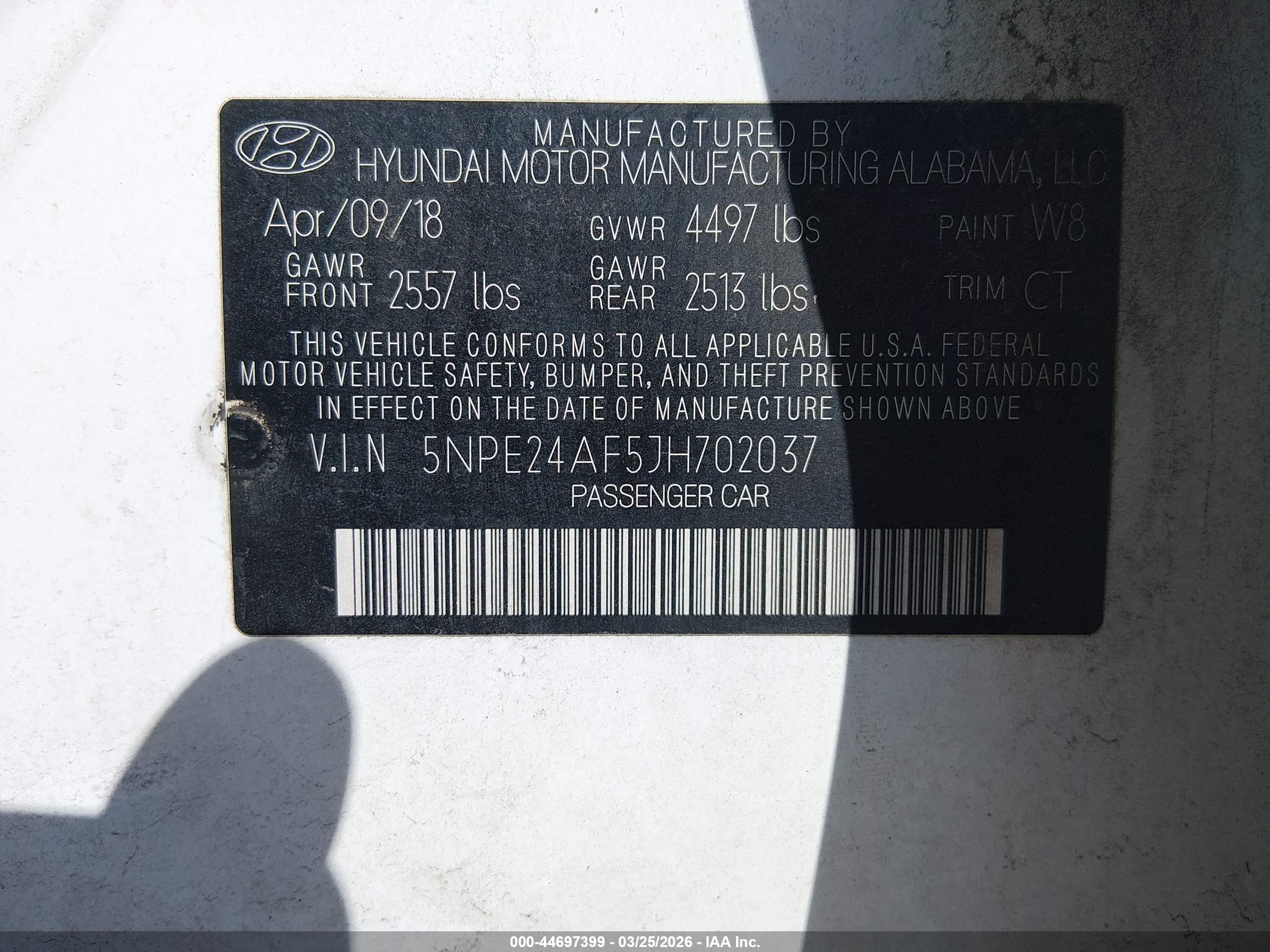 2018 Hyundai Sonata Se White vin: 5NPE24AF5JH702037