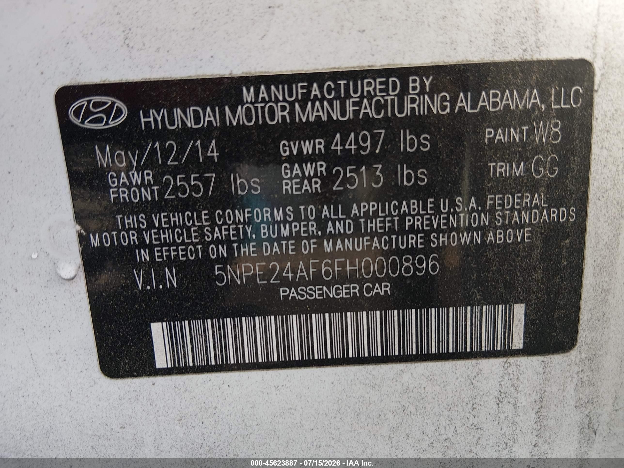 2015 Hyundai Sonata Se Белый vin: 5NPE24AF6FH000896