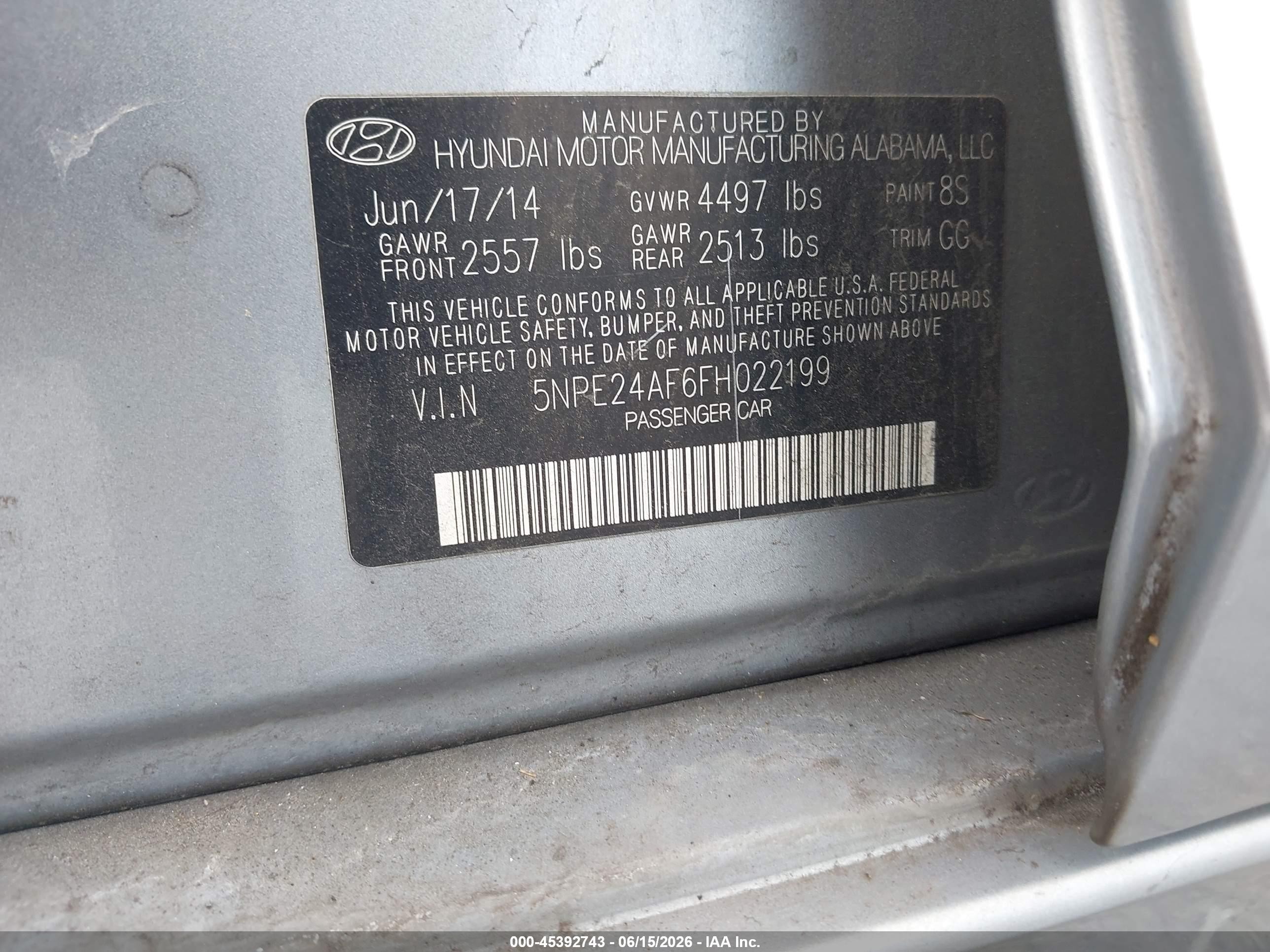 2015 Hyundai Sonata Se Серебряный vin: 5NPE24AF6FH022199