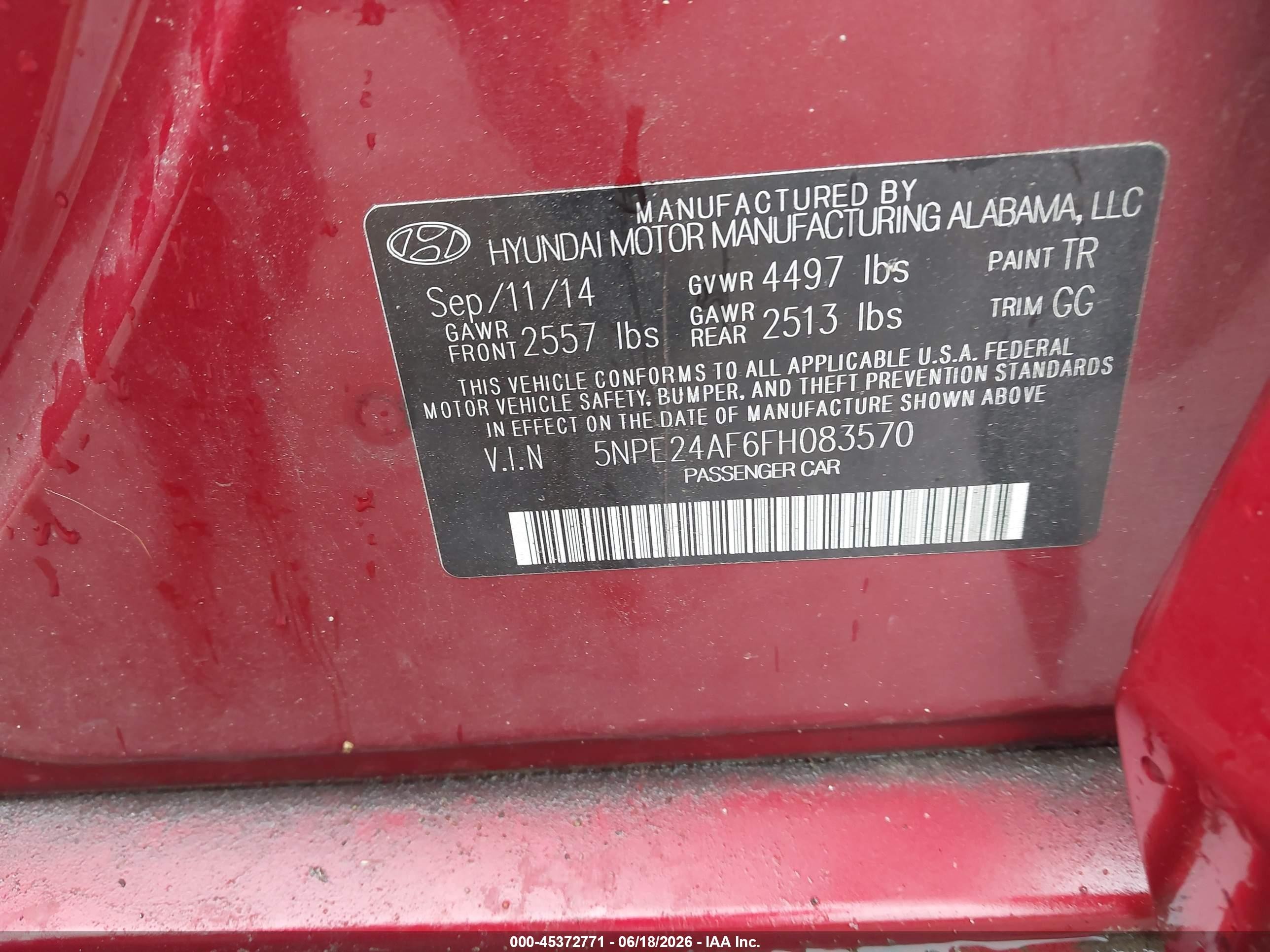 2015 Hyundai Sonata Se Красный vin: 5NPE24AF6FH083570