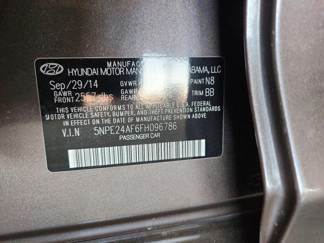 2015 Hyundai Sonata Se Gray vin: 5NPE24AF6FH096786