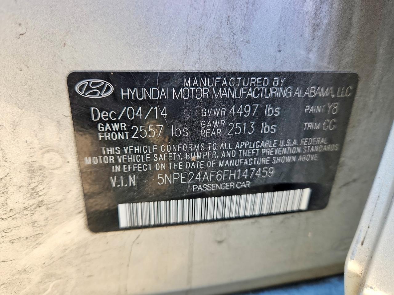 2015 Hyundai Sonata Se Silver vin: 5NPE24AF6FH147459