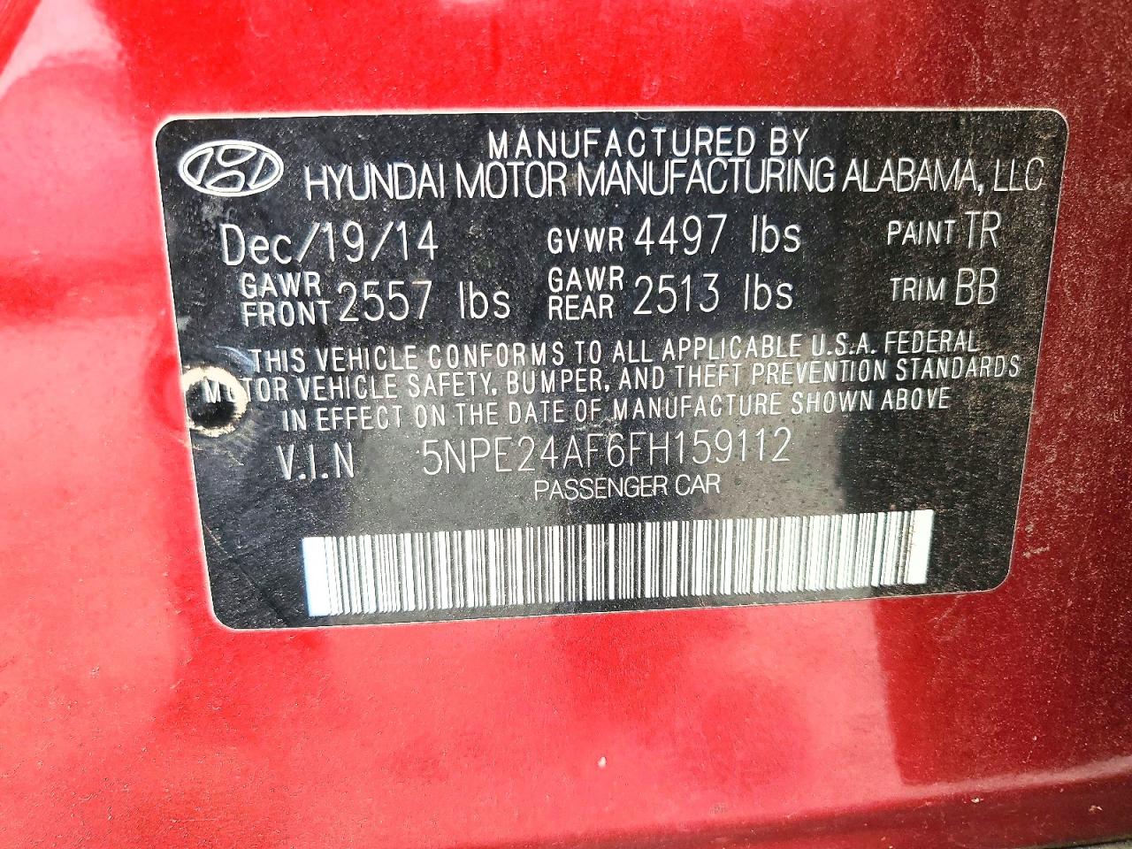 2015 Hyundai Sonata Se Красный vin: 5NPE24AF6FH159112