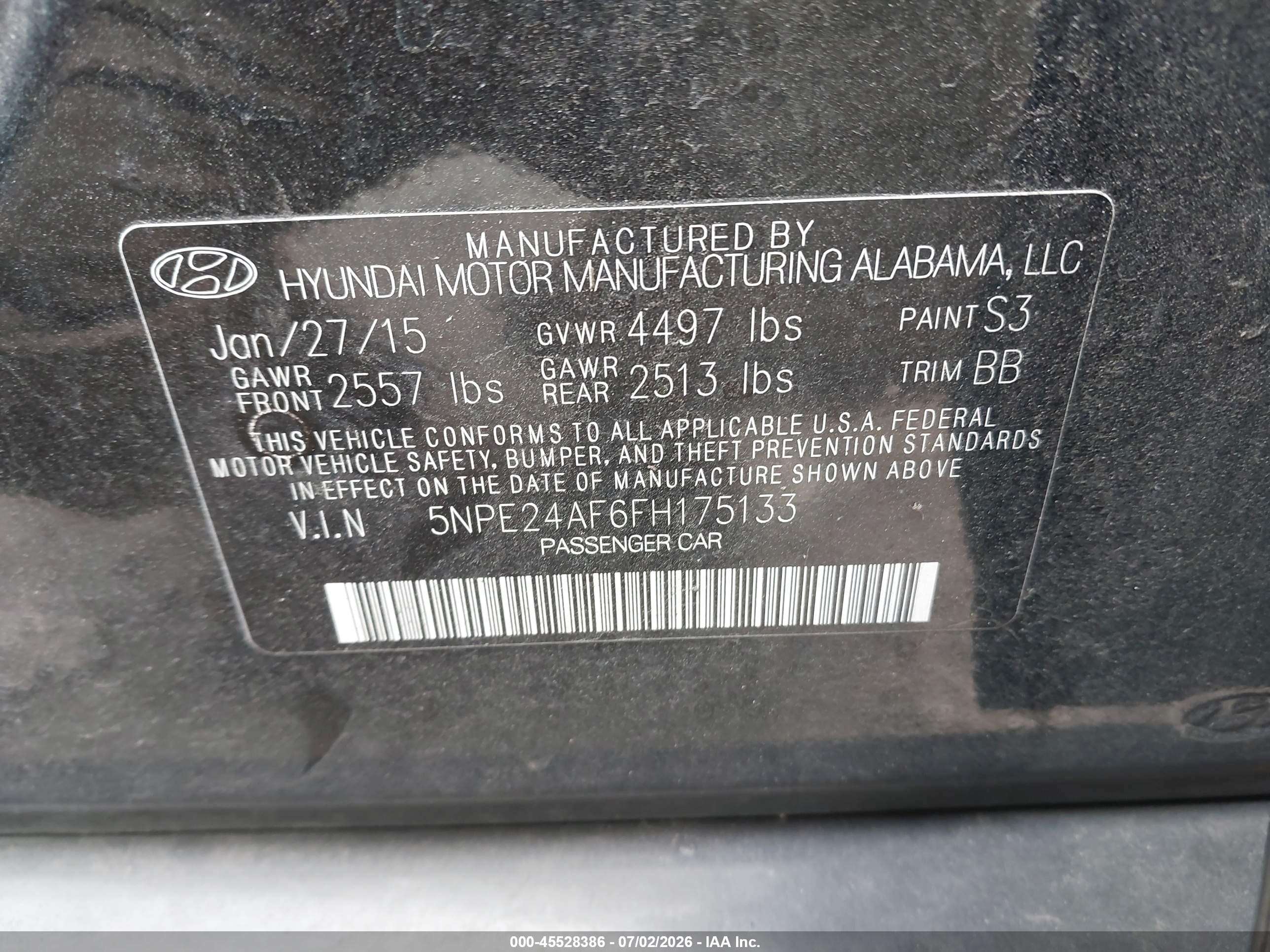 2015 Hyundai Sonata Se Black vin: 5NPE24AF6FH175133