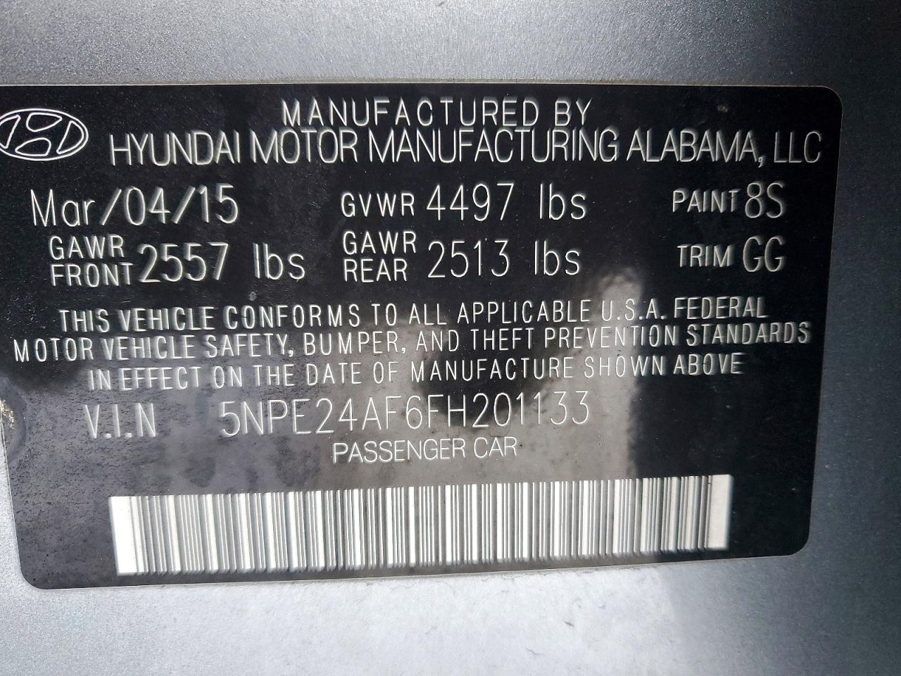2015 Hyundai Sonata Se Silver vin: 5NPE24AF6FH201133