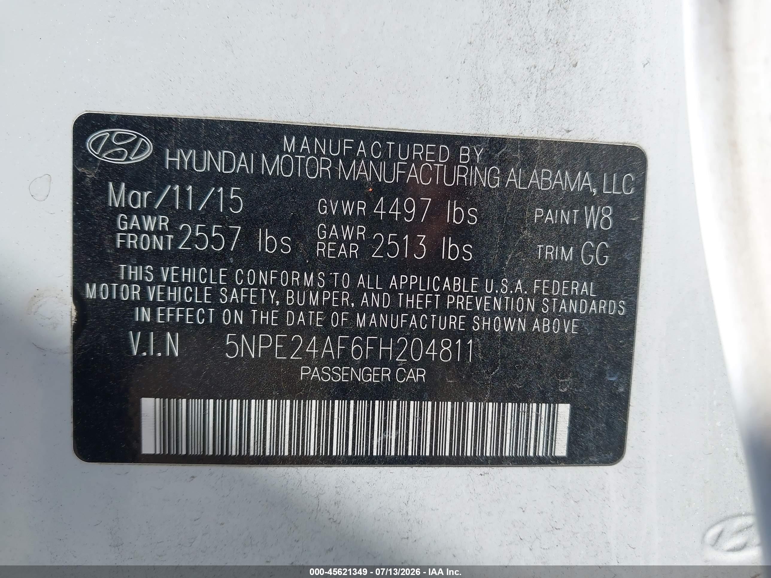 2015 Hyundai Sonata Se White vin: 5NPE24AF6FH204811