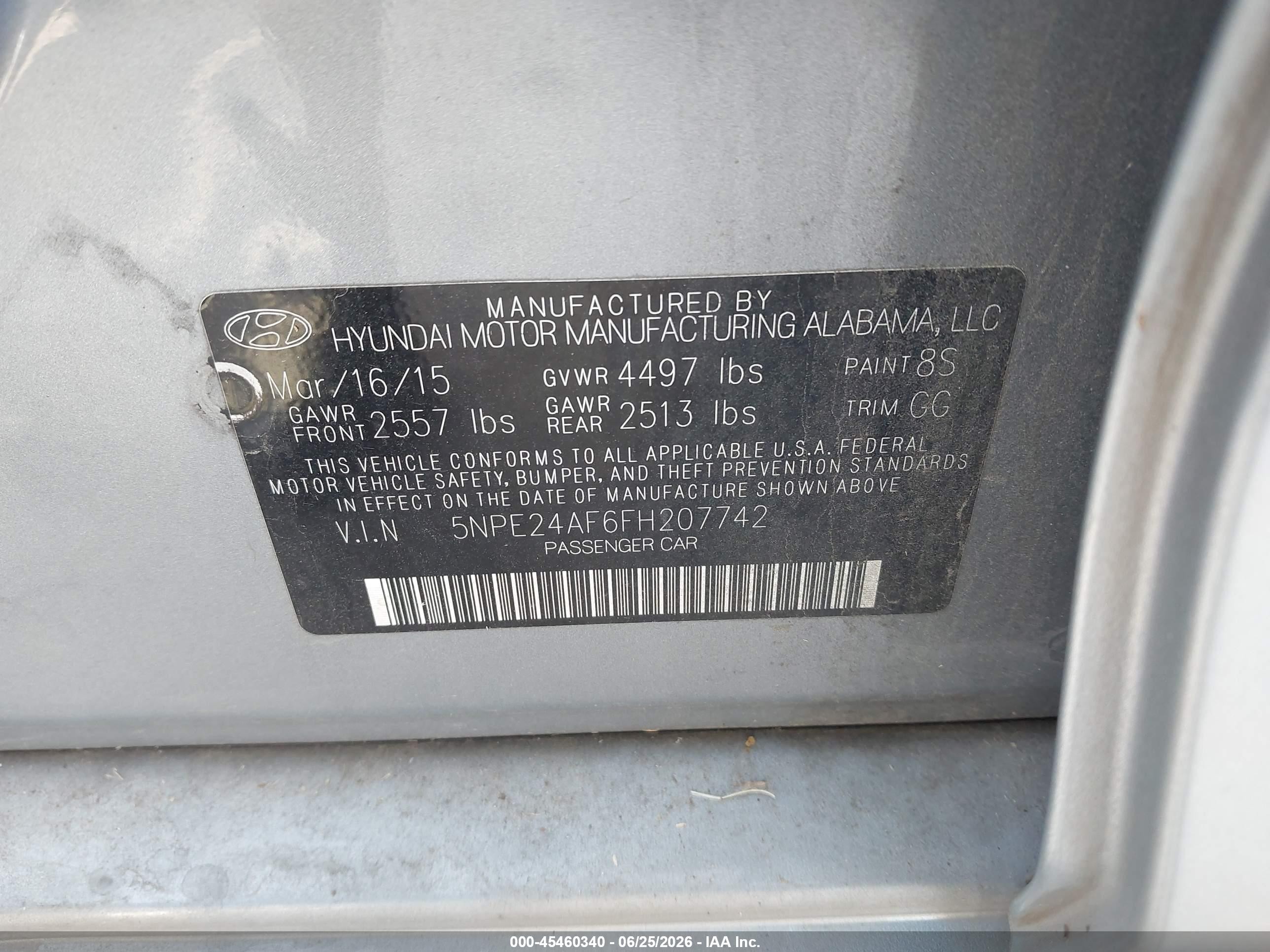 2015 Hyundai Sonata Se Silver vin: 5NPE24AF6FH207742