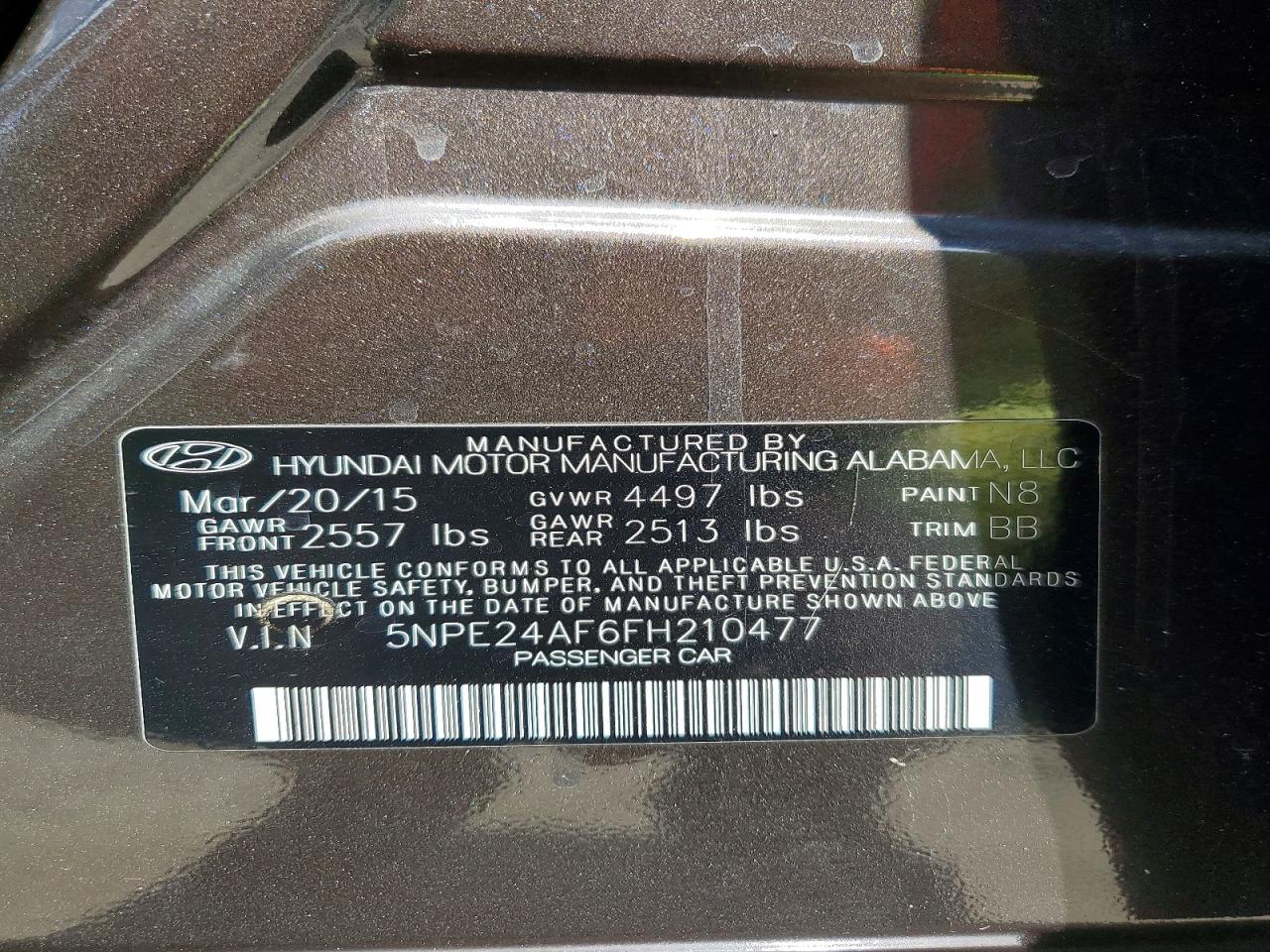 2015 Hyundai Sonata Se Charcoal vin: 5NPE24AF6FH210477
