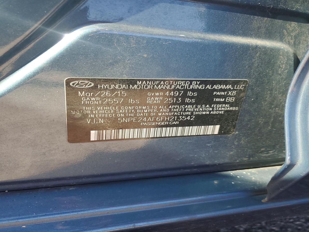 2015 Hyundai Sonata Se Gray vin: 5NPE24AF6FH213542