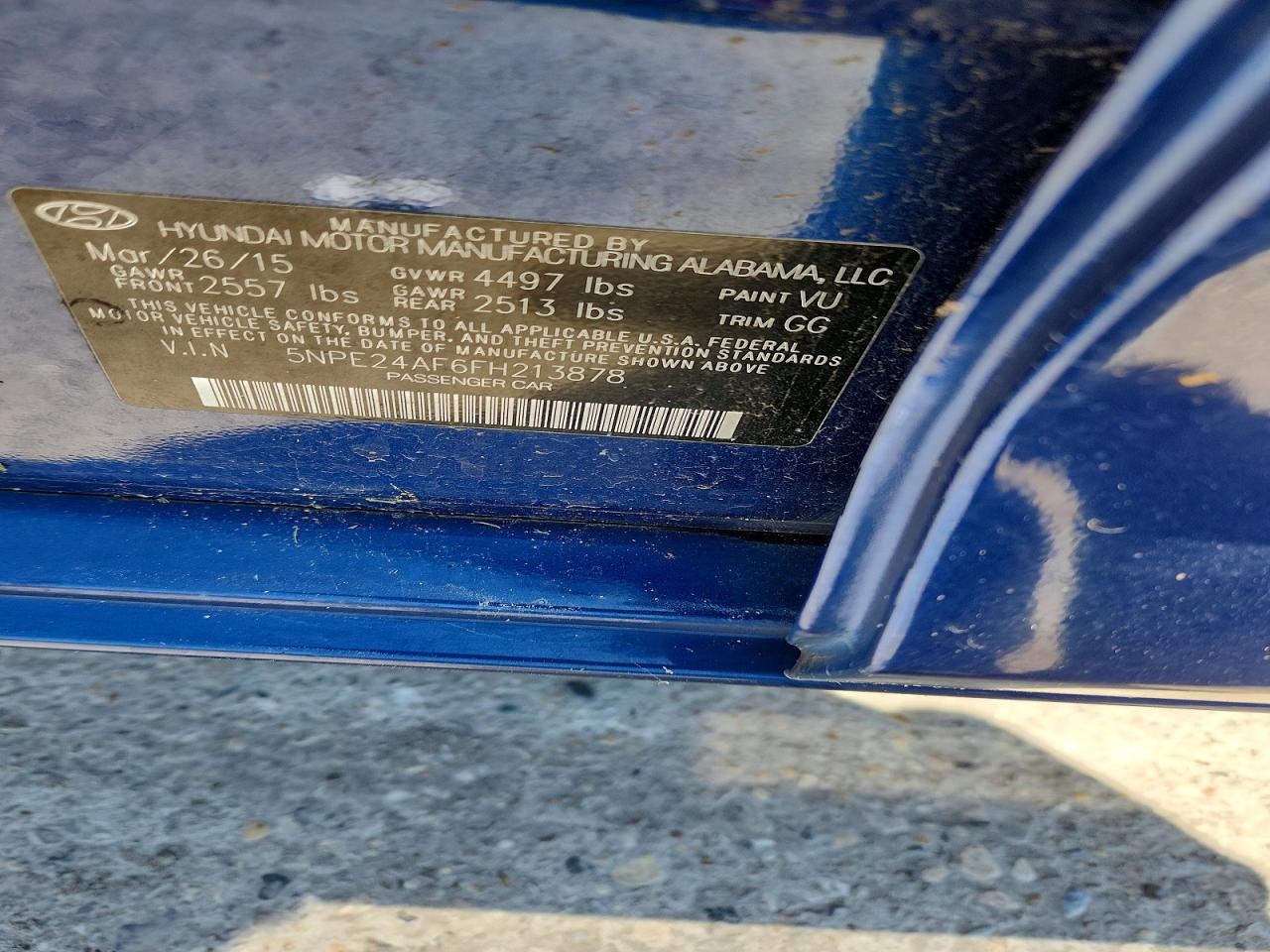 2015 Hyundai Sonata Se Blue vin: 5NPE24AF6FH213878