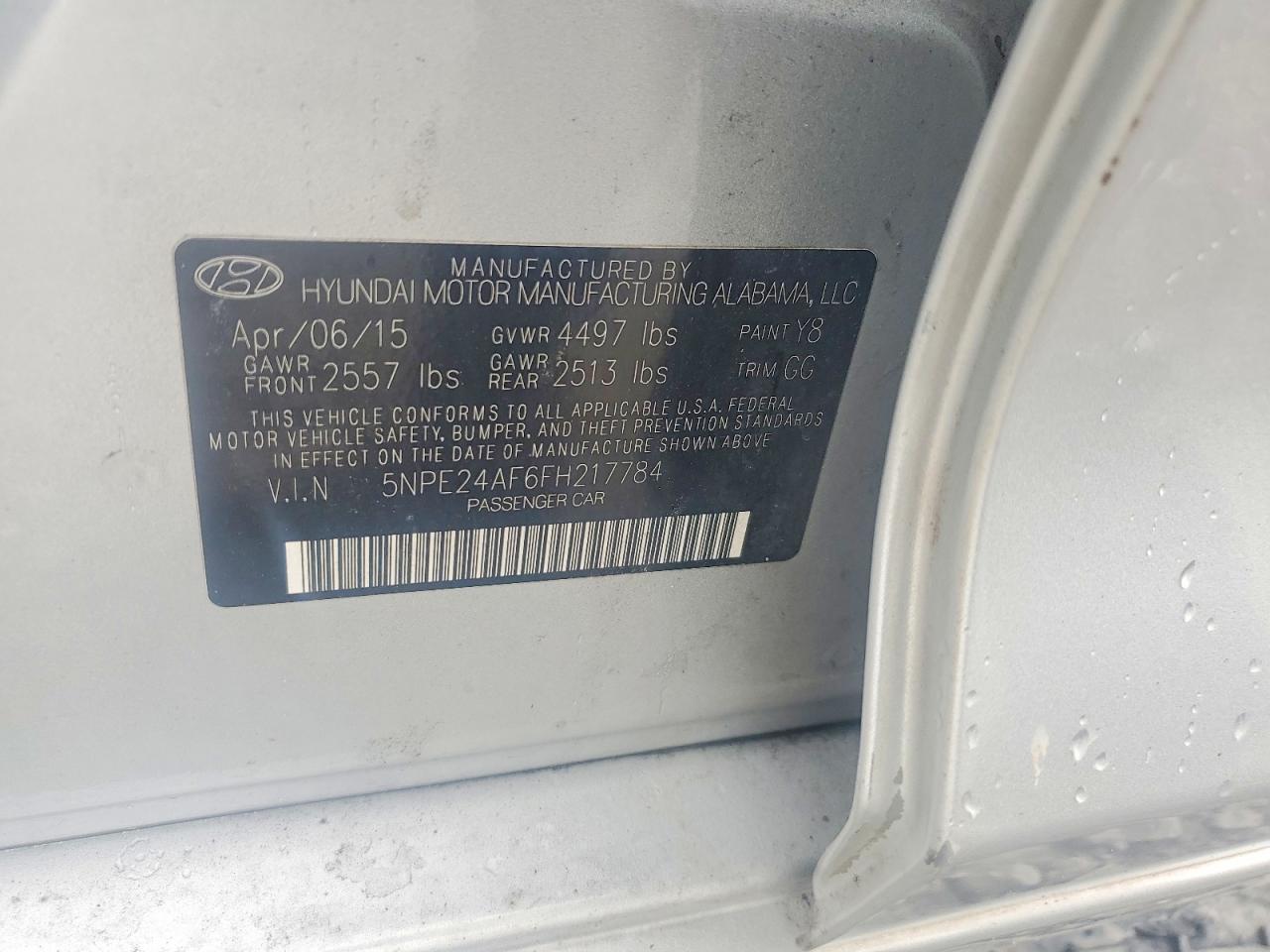 2015 Hyundai Sonata Se Silver vin: 5NPE24AF6FH217784