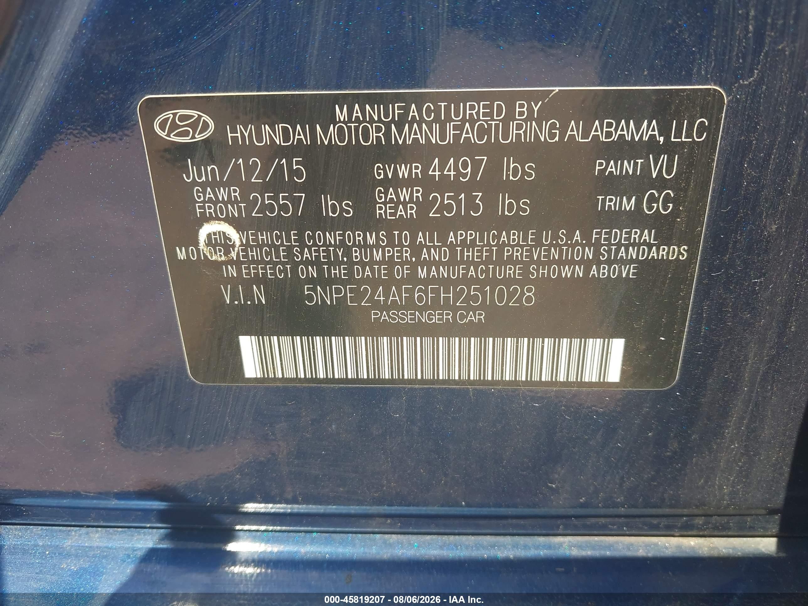 2015 Hyundai Sonata Se Синий vin: 5NPE24AF6FH251028