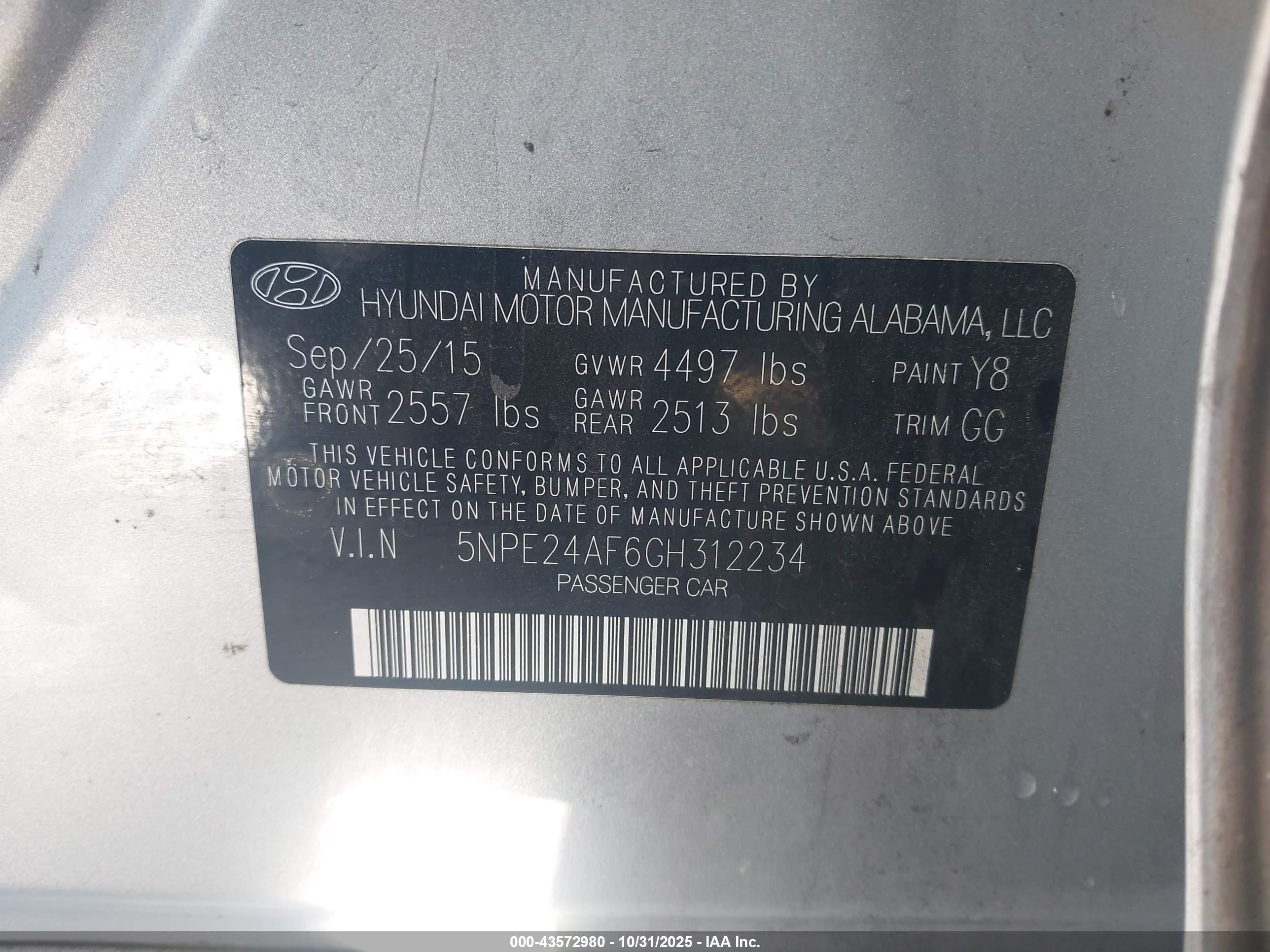 2016 Hyundai Sonata Se Silver vin: 5NPE24AF6GH312234