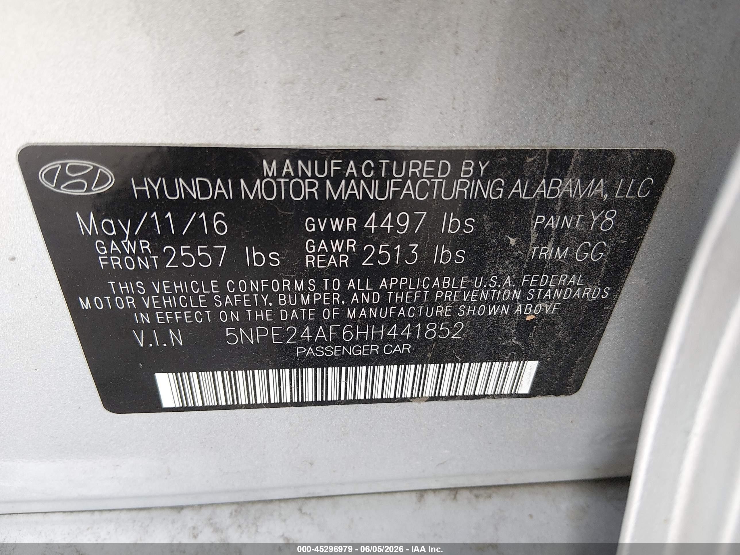 2017 Hyundai Sonata Silver vin: 5NPE24AF6HH441852