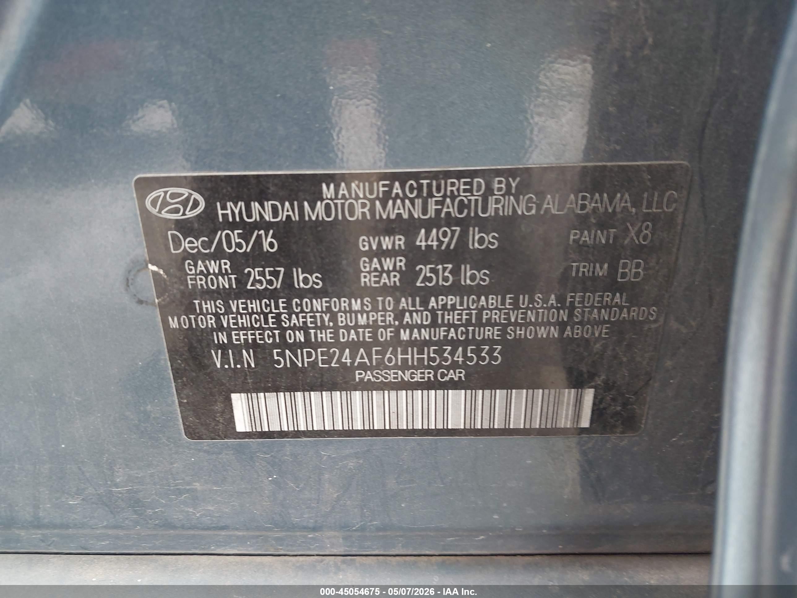 2017 Hyundai Sonata Se Blue vin: 5NPE24AF6HH534533