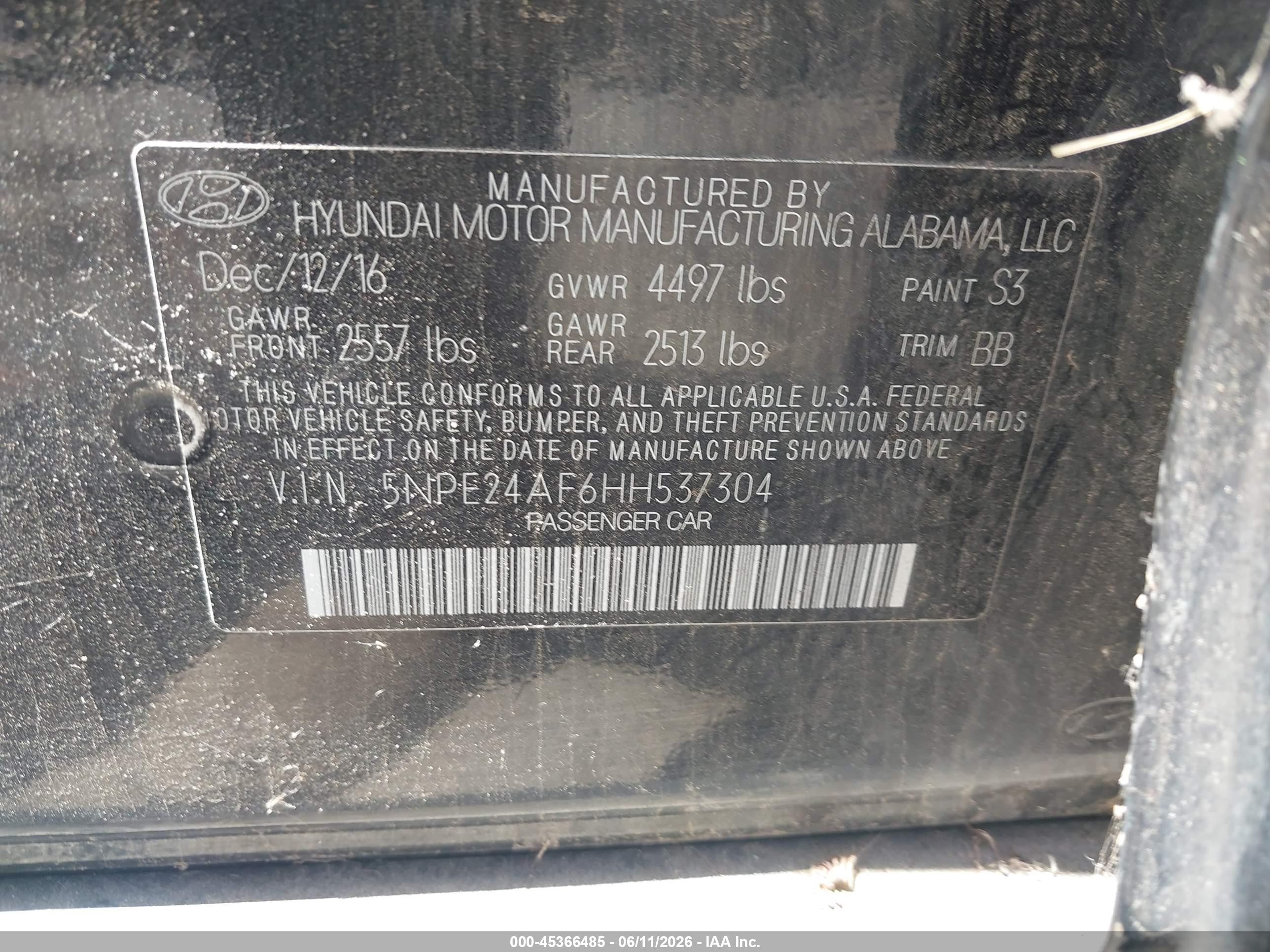 2017 Hyundai Sonata Se Black vin: 5NPE24AF6HH537304