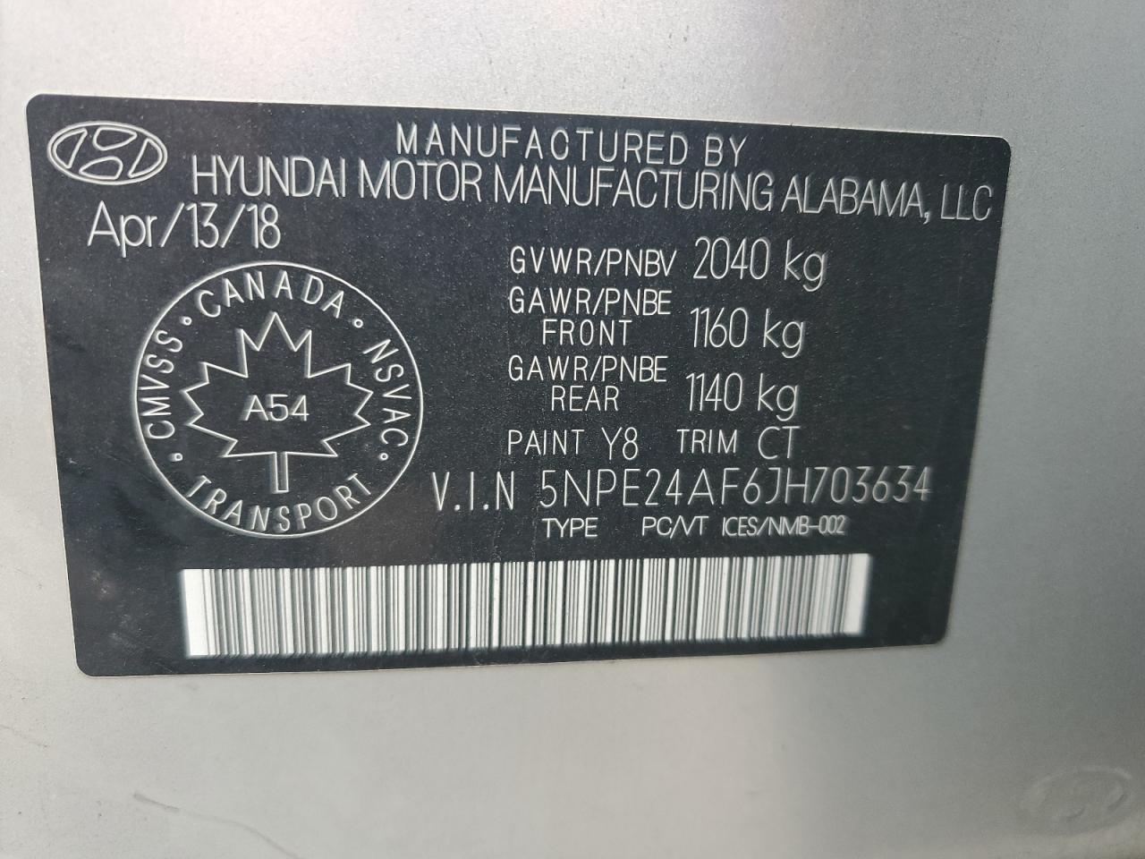 2018 Hyundai Sonata Se Silver vin: 5NPE24AF6JH703634