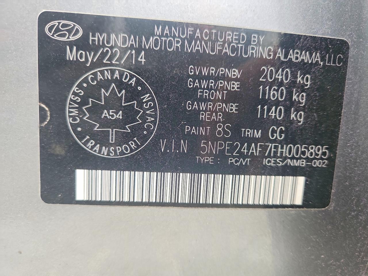 2015 Hyundai Sonata Se Серебряный vin: 5NPE24AF7FH005895