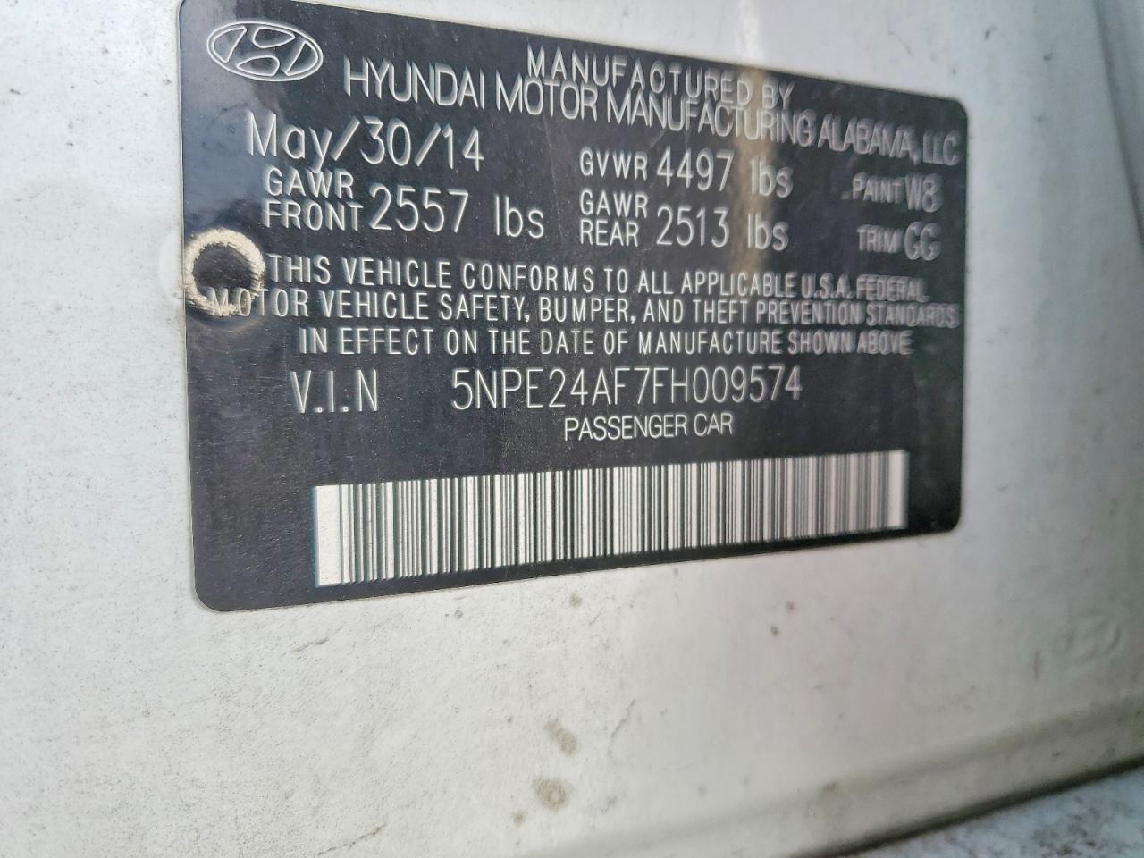 2015 Hyundai Sonata Se White vin: 5NPE24AF7FH009574
