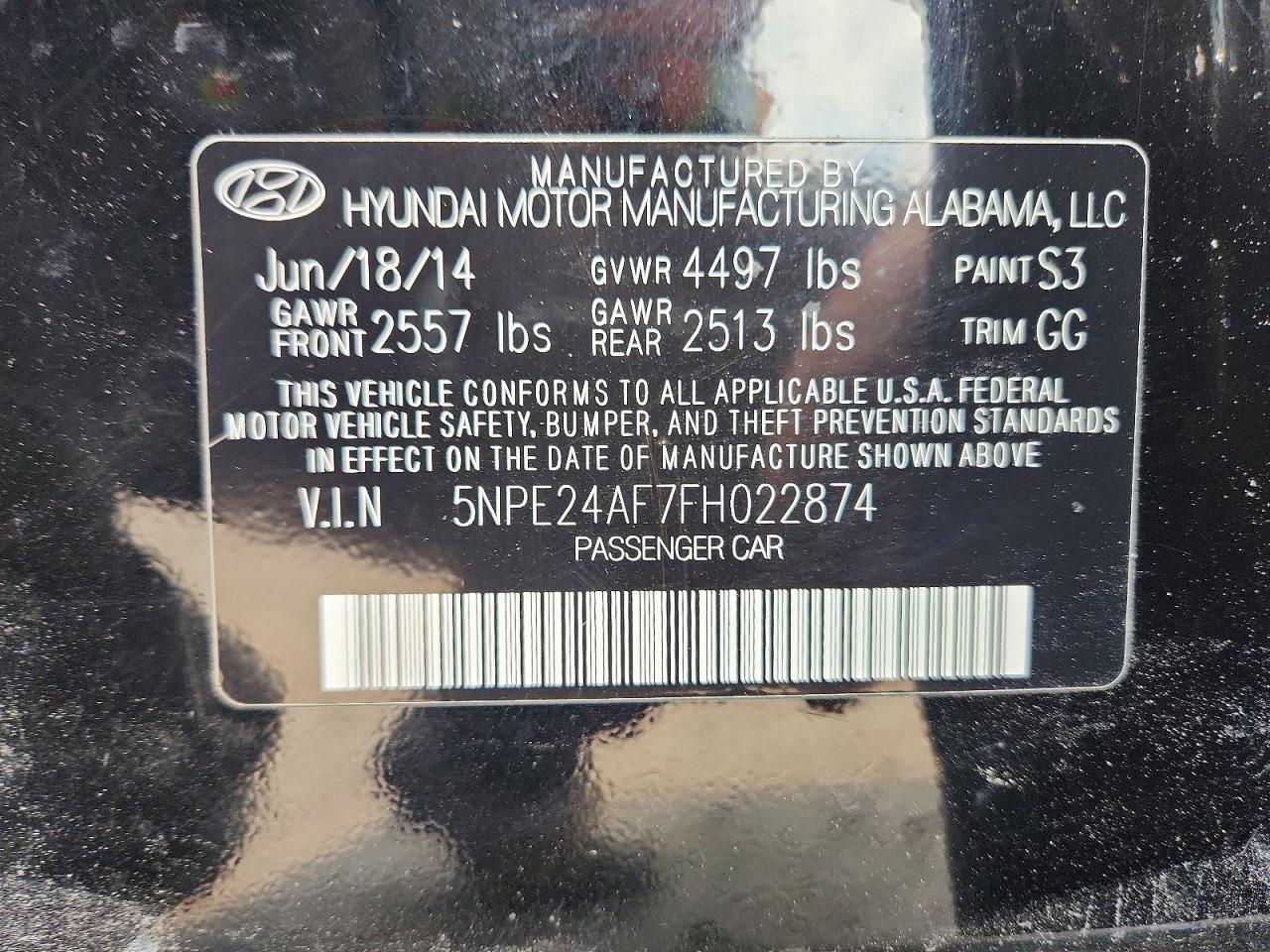 2015 Hyundai Sonata Se Black vin: 5NPE24AF7FH022874