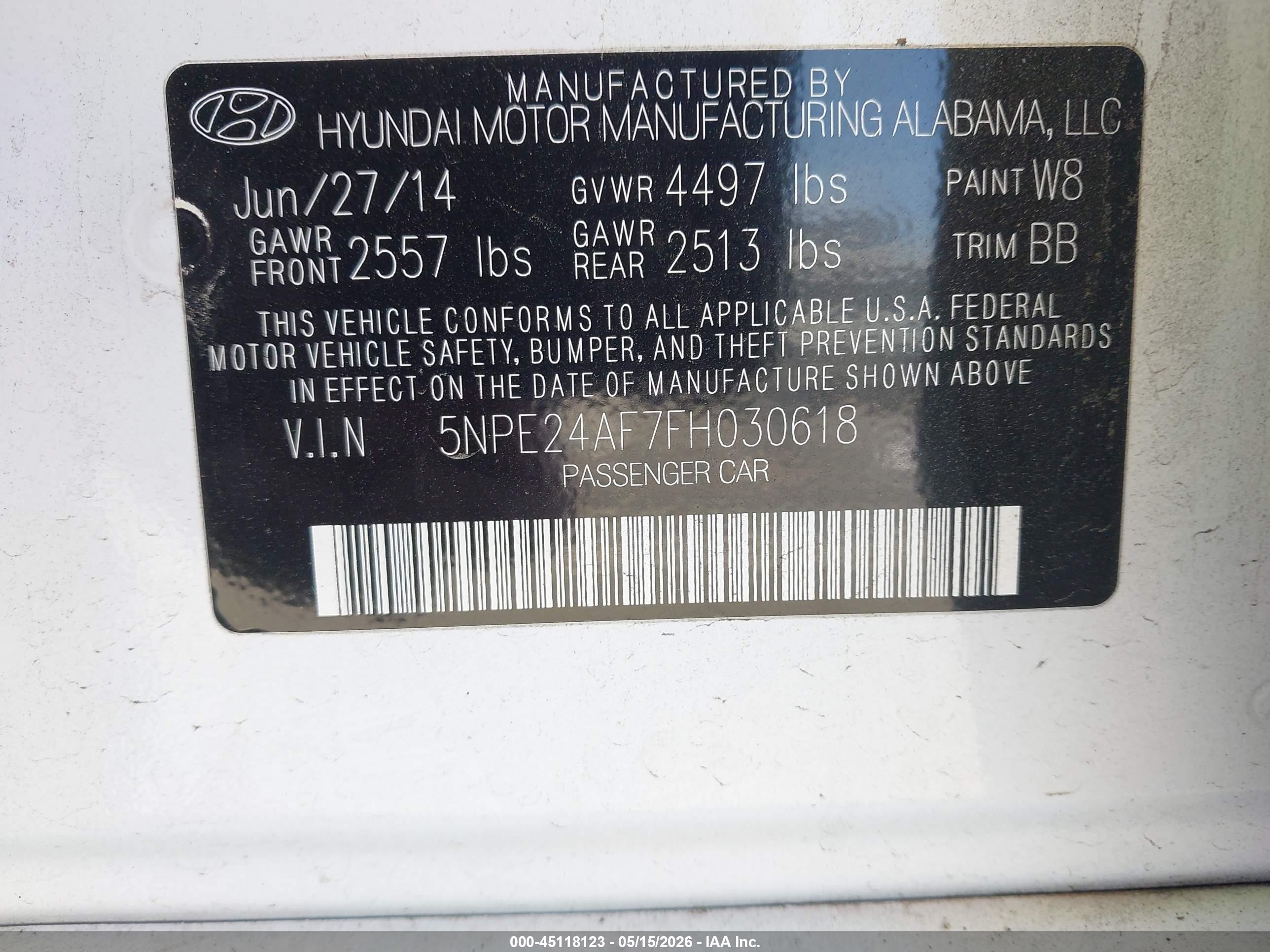 2015 Hyundai Sonata Se White vin: 5NPE24AF7FH030618