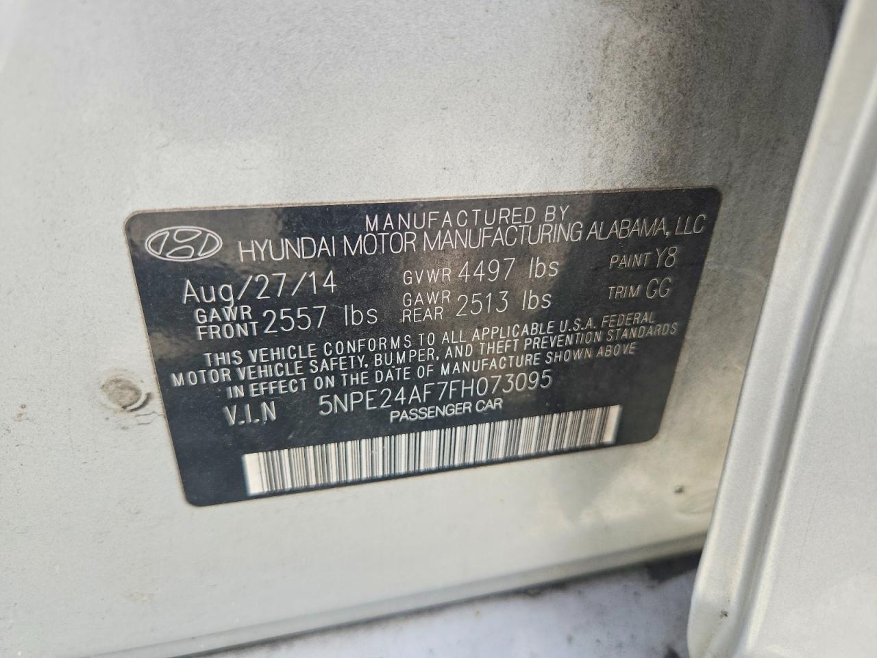 2015 Hyundai Sonata Se Silver vin: 5NPE24AF7FH073095