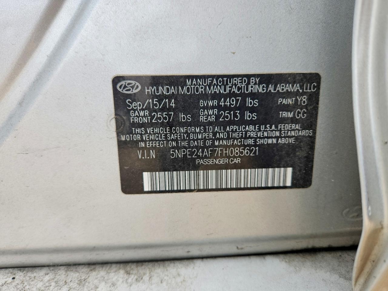 2015 Hyundai Sonata Se Silver vin: 5NPE24AF7FH085621