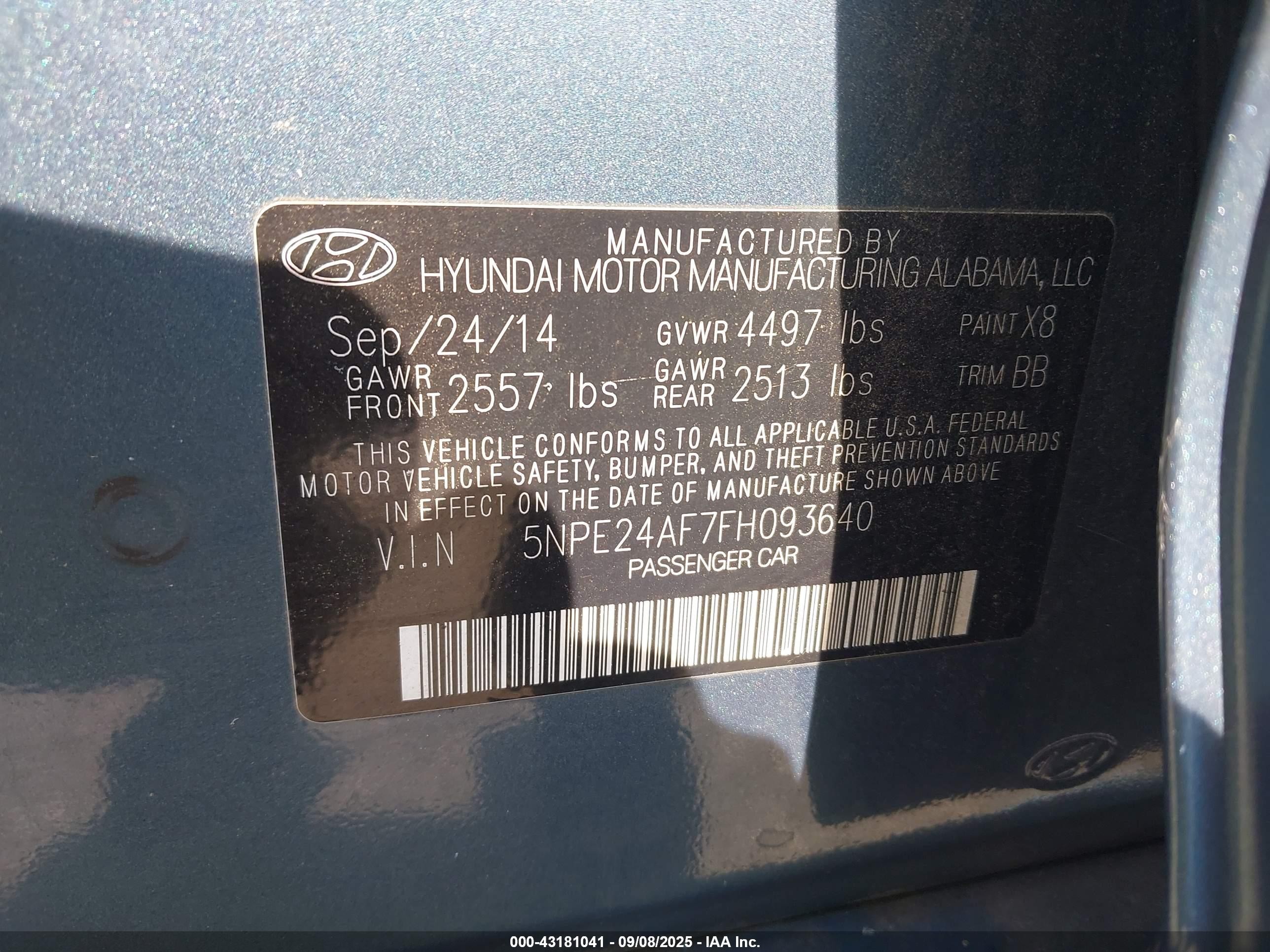 2015 Hyundai Sonata Se Синий vin: 5NPE24AF7FH093640