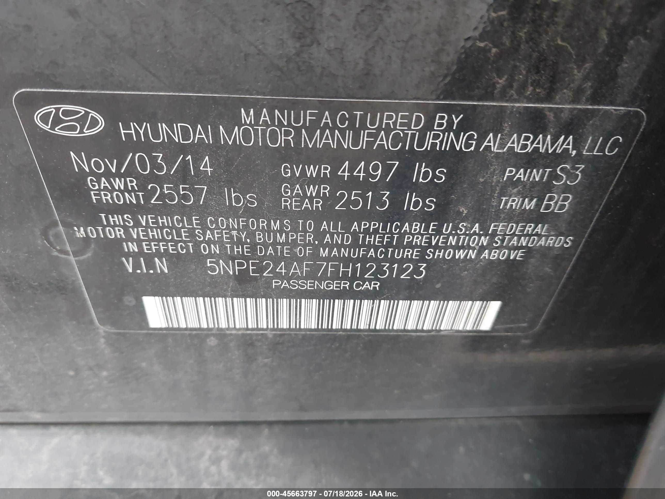 2015 Hyundai Sonata Se Черный vin: 5NPE24AF7FH123123