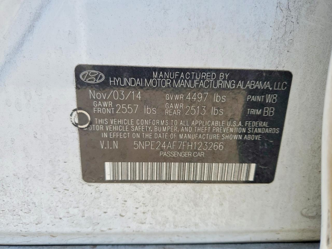 2015 Hyundai Sonata Se Белый vin: 5NPE24AF7FH123266