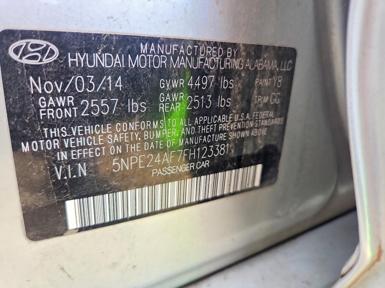 2015 Hyundai Sonata Se Silver vin: 5NPE24AF7FH123381