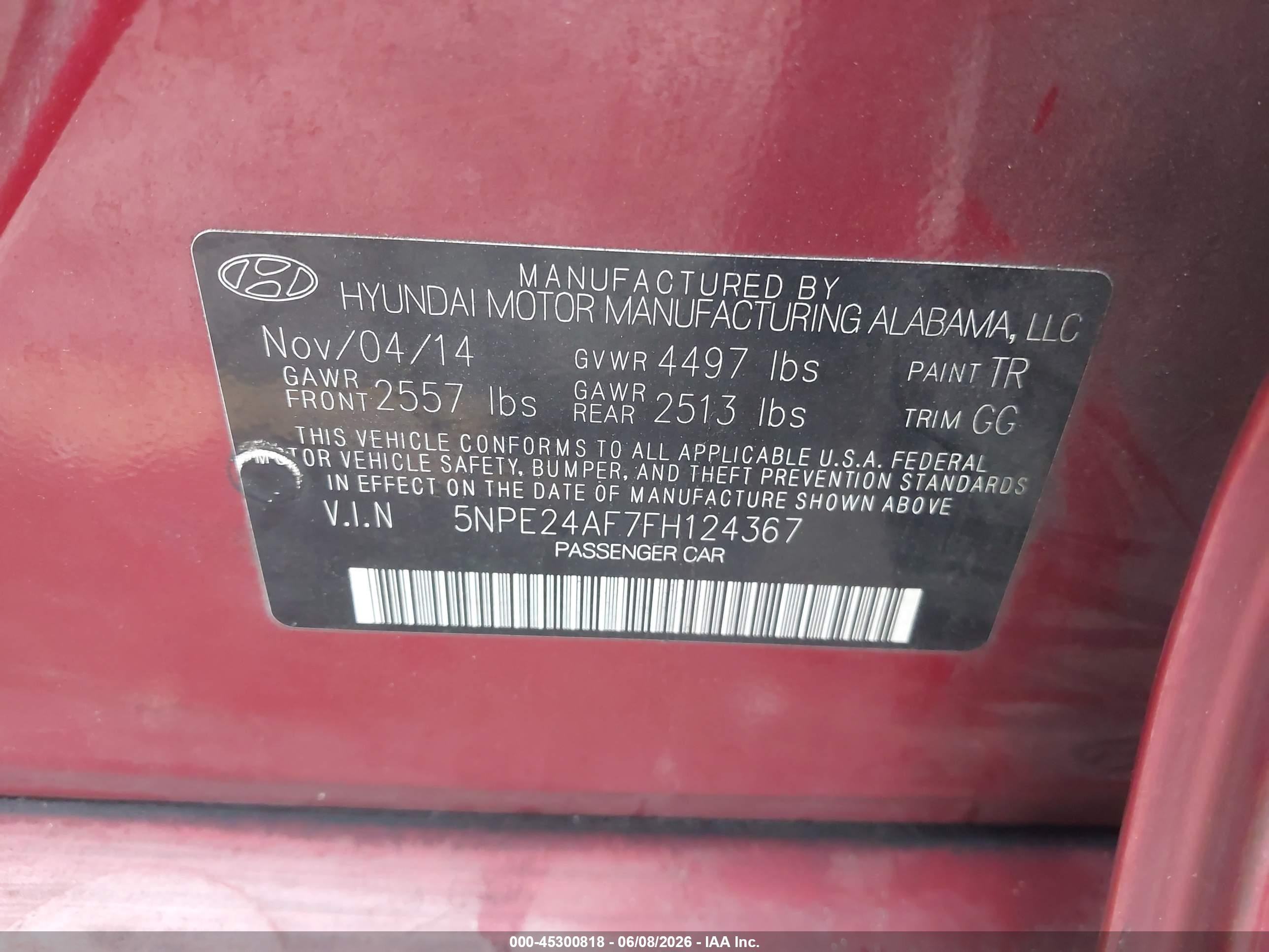 2015 Hyundai Sonata Se Red vin: 5NPE24AF7FH124367