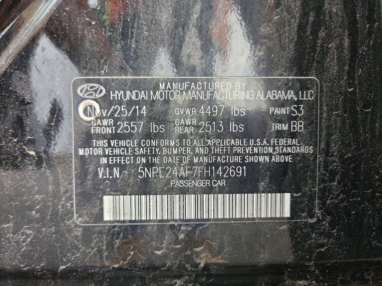 2015 Hyundai Sonata Se Черный vin: 5NPE24AF7FH142691